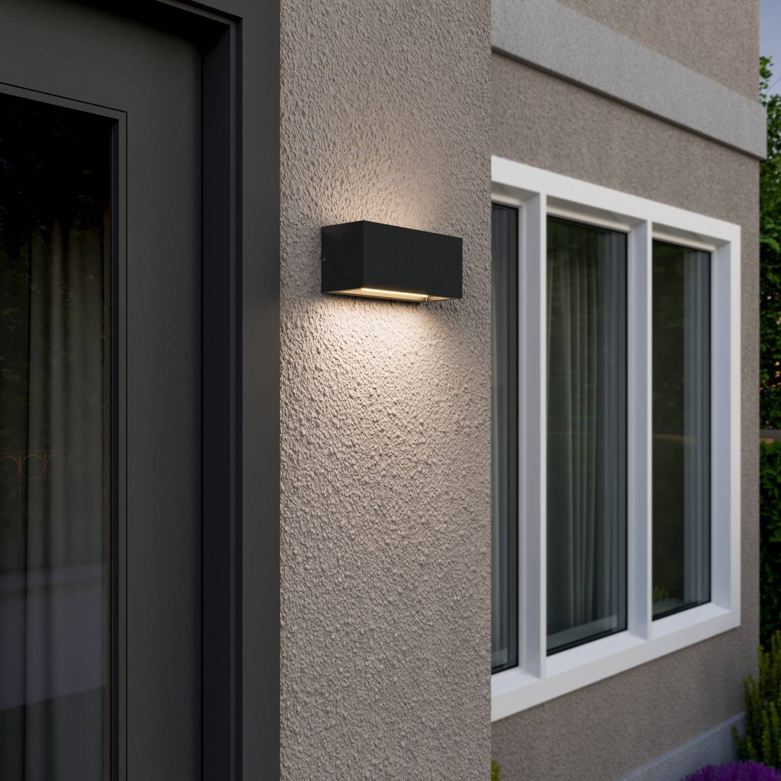 Lucande Außen-Wandleuchte Bente, Metall, Schwarz IP54, 1 x 15 W LED