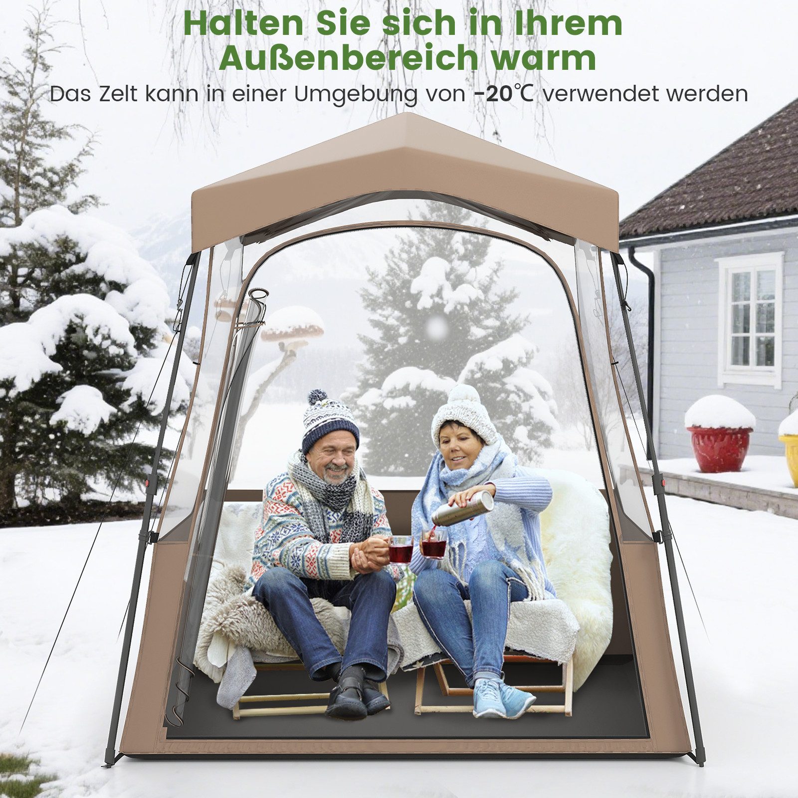 COSTWAY Wurfzelt, Personen: 3, Pop-Up-Campingzelt mit Tragetasche, PVC