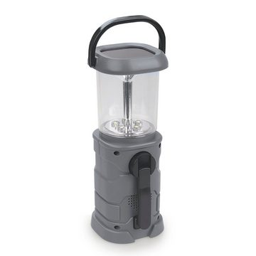 EASYmaxx Taschenlampe Akku-Lampe mit Radio - Lädt über Solar, Kurbel und USB, Camping Lampe Leuchte Outdoor ohne Batterien