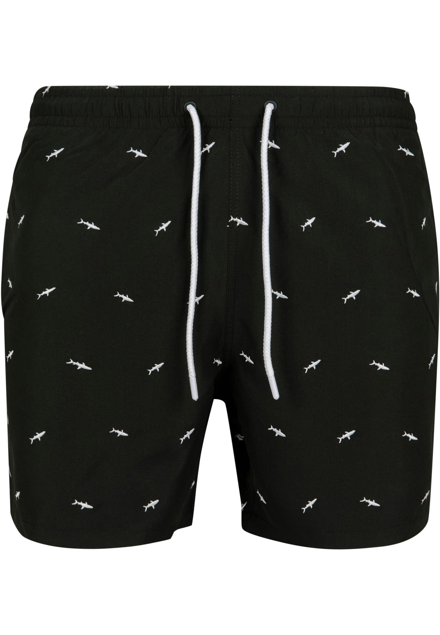 URBAN CLASSICS Badeshorts Herren Embroidery Swim Shorts shark/black/white