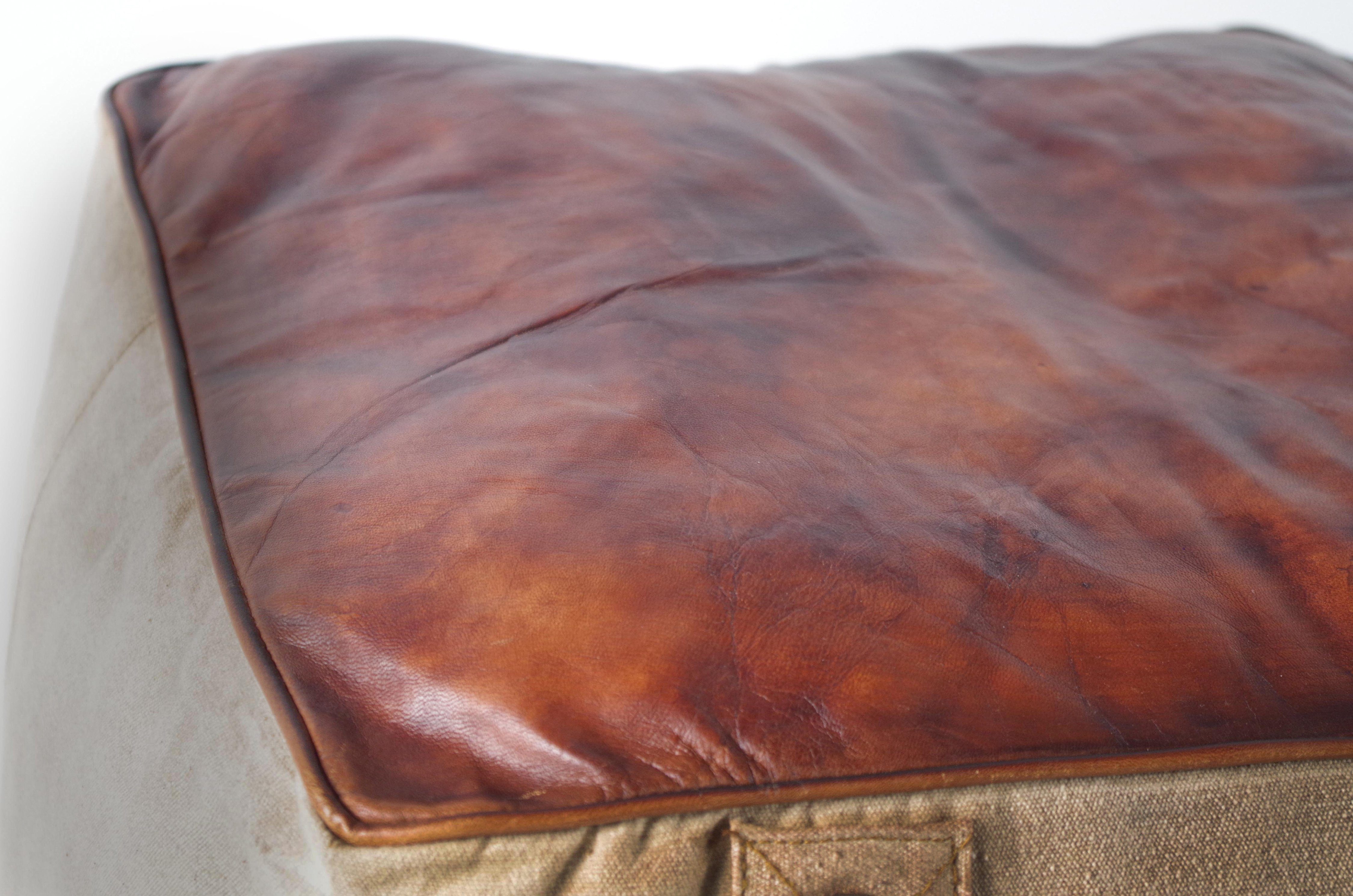 Kobolo Sitzwürfel Sitzpouf CANVAS quadratisch mit Aufdruck (1 Stück, Kunstlederapplikationen)