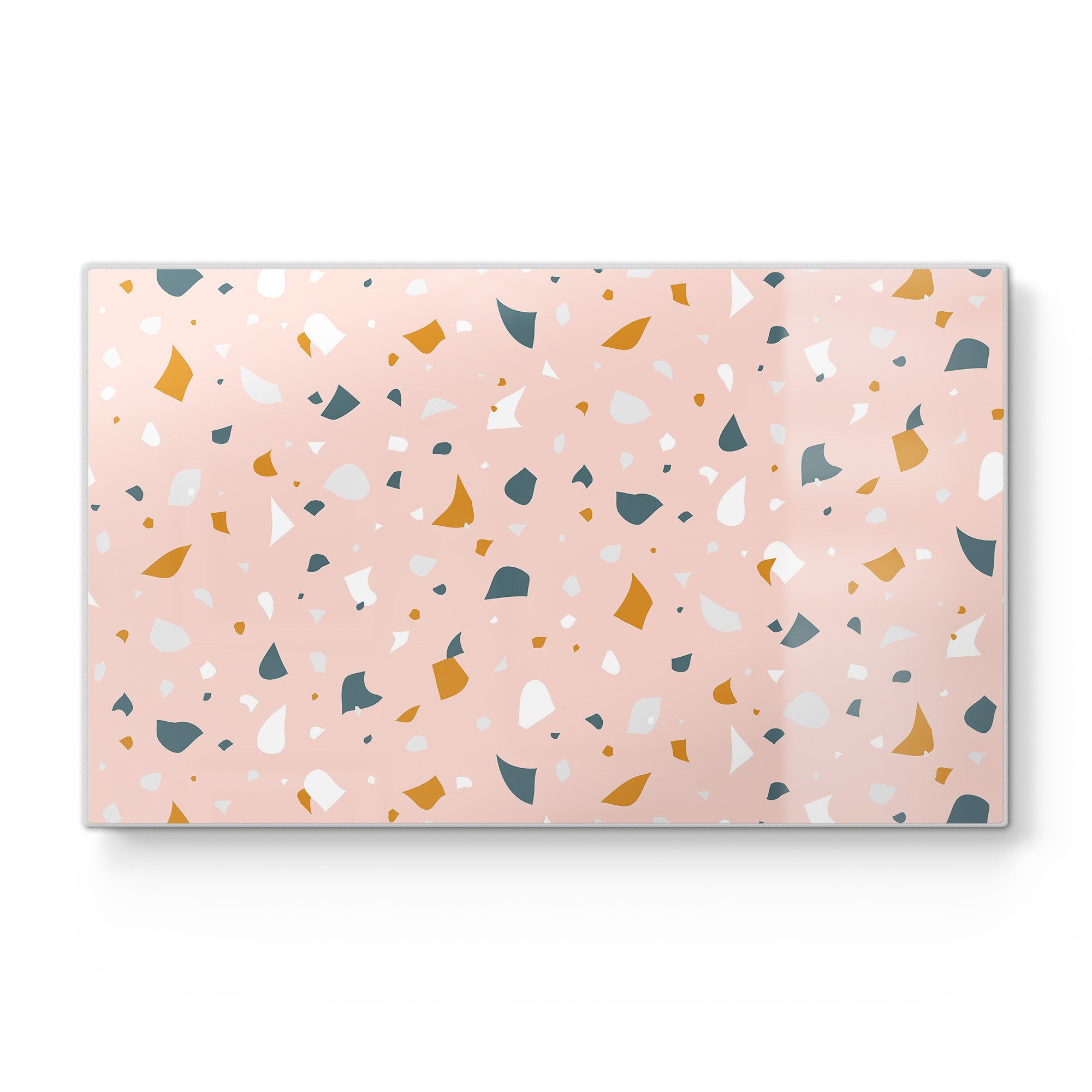 DEQORI Schneidebrett 'Rosa Terrazzo-Zauber', Glas, Platte Frühstücksbrett Schneideplatte