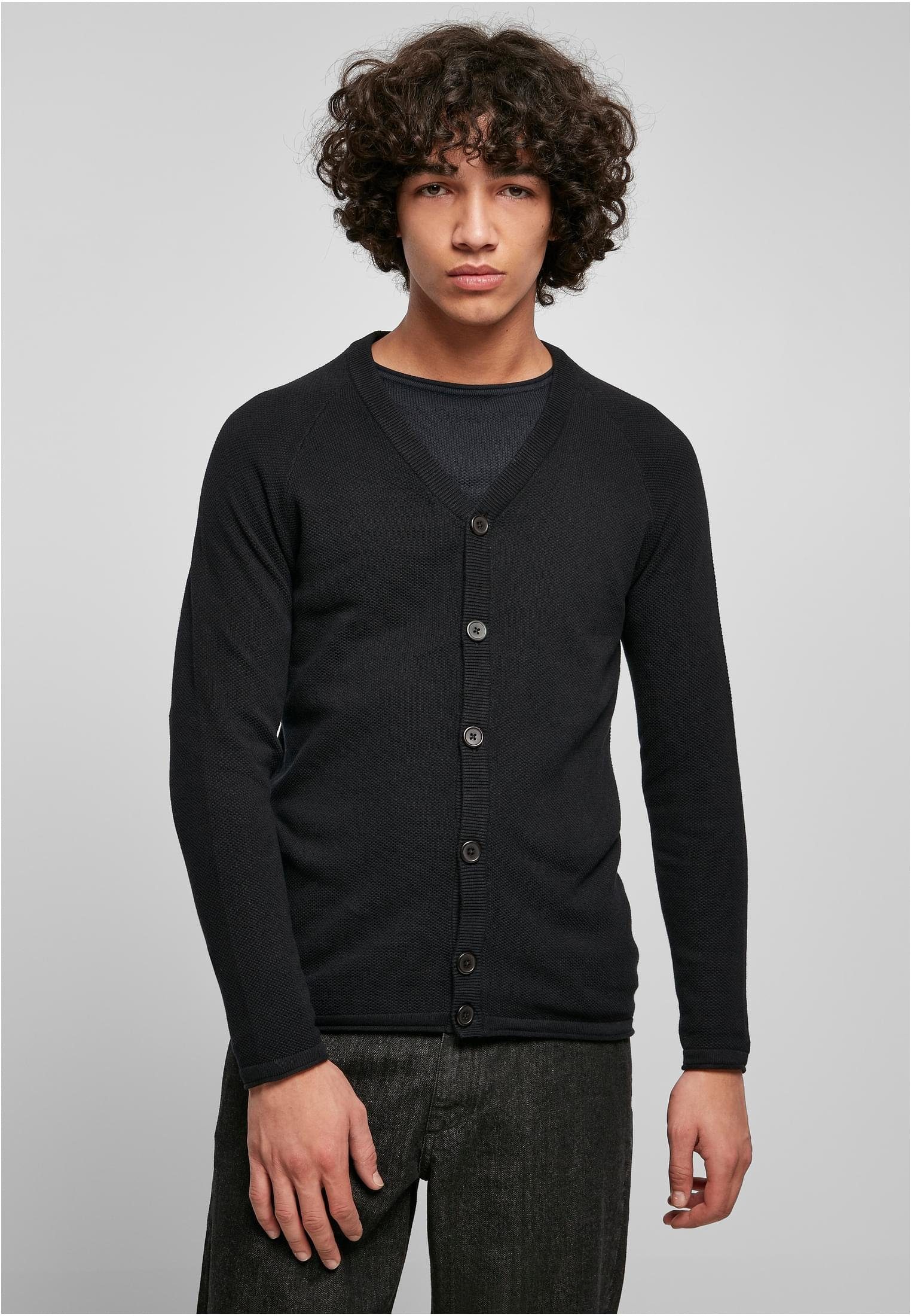 URBAN CLASSICS Raglan Herren Cardigan Light black (1-tlg) Strickjacke