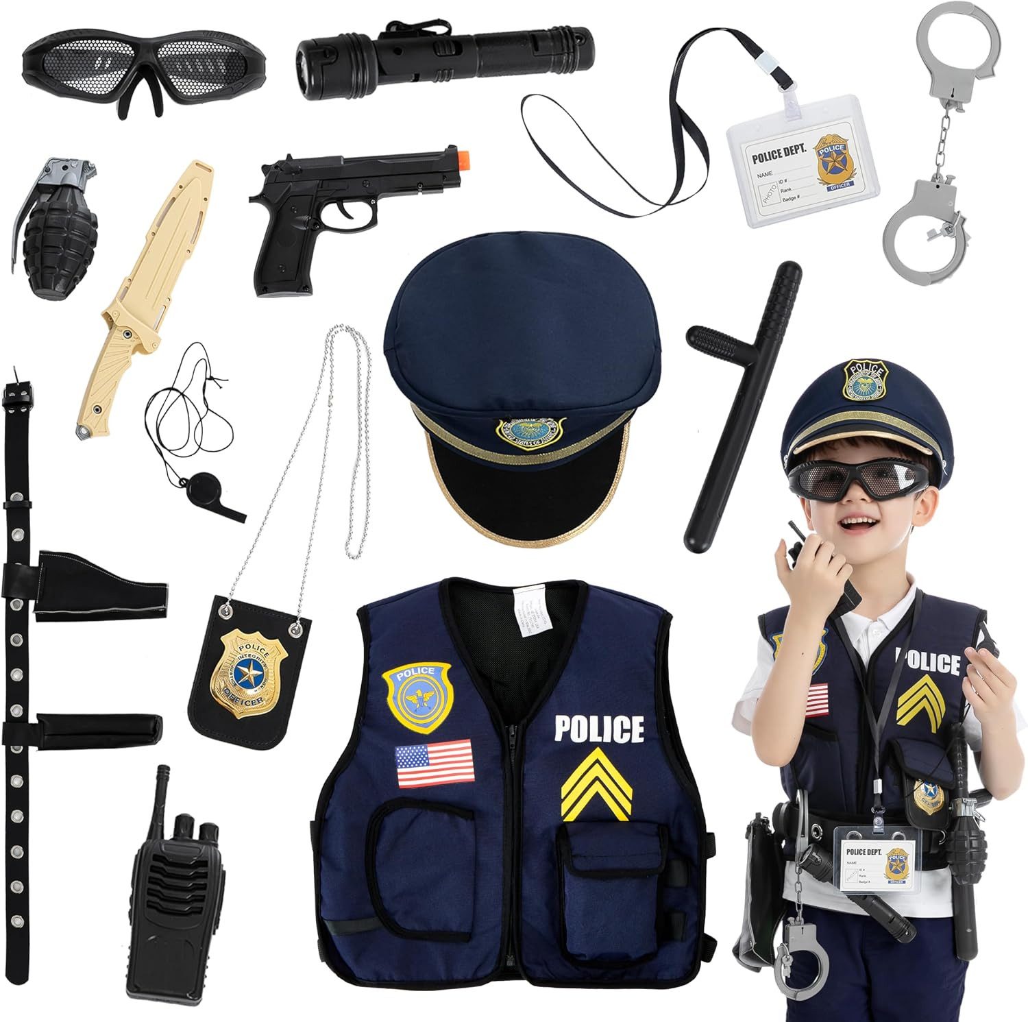 JOYIN Polizei-Kostüm JOYIN Polizei Kostüm Zubehör Set für Kinder