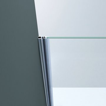 doporro Dusch-Falttür Nischentür ESG-Glas Teilsatiniert Easy-Clean-Beschichtung Teramo26, 70x190 cm, Einscheibensicherheitsglas