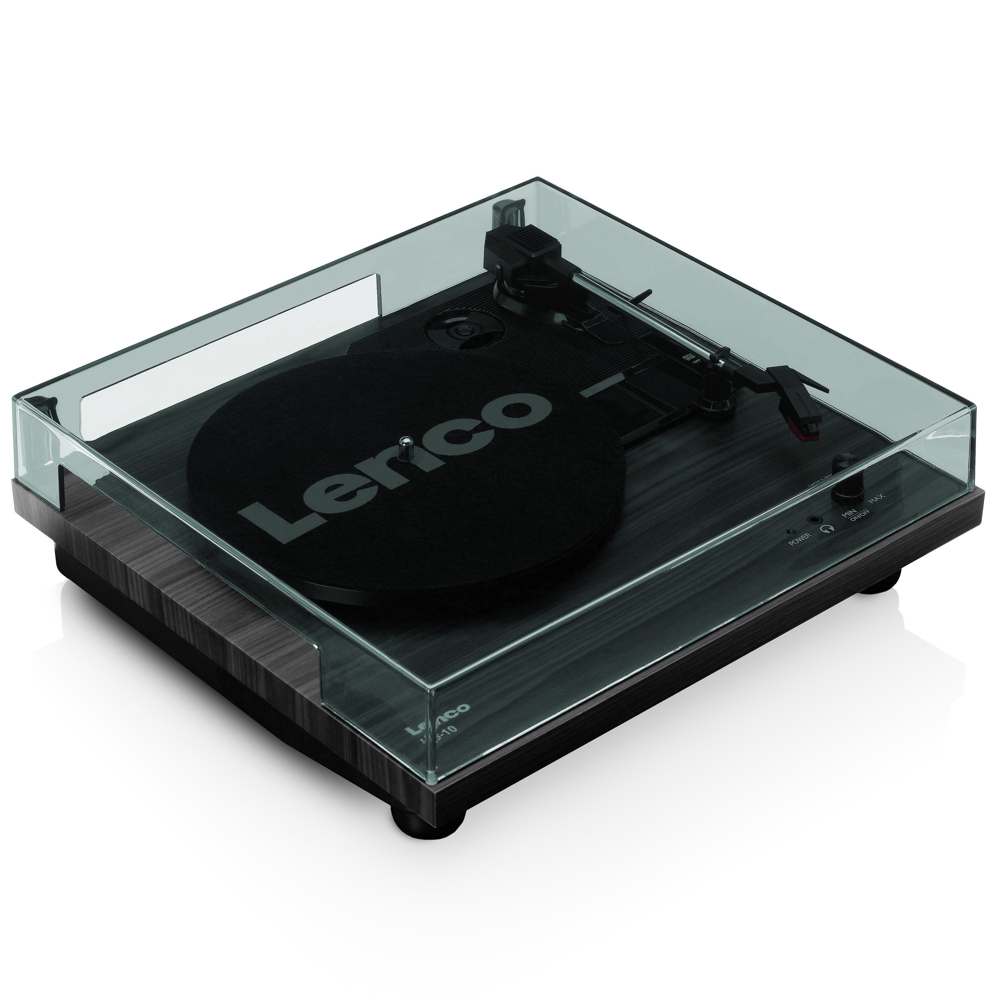 Lenco LS-10BK Plattenspieler (Riemenantrieb, Vinyl, 33 45 U/min, RCA Lautsprecher, Kopfhöreranschluss im Schwarz) – Bild 4 von 5