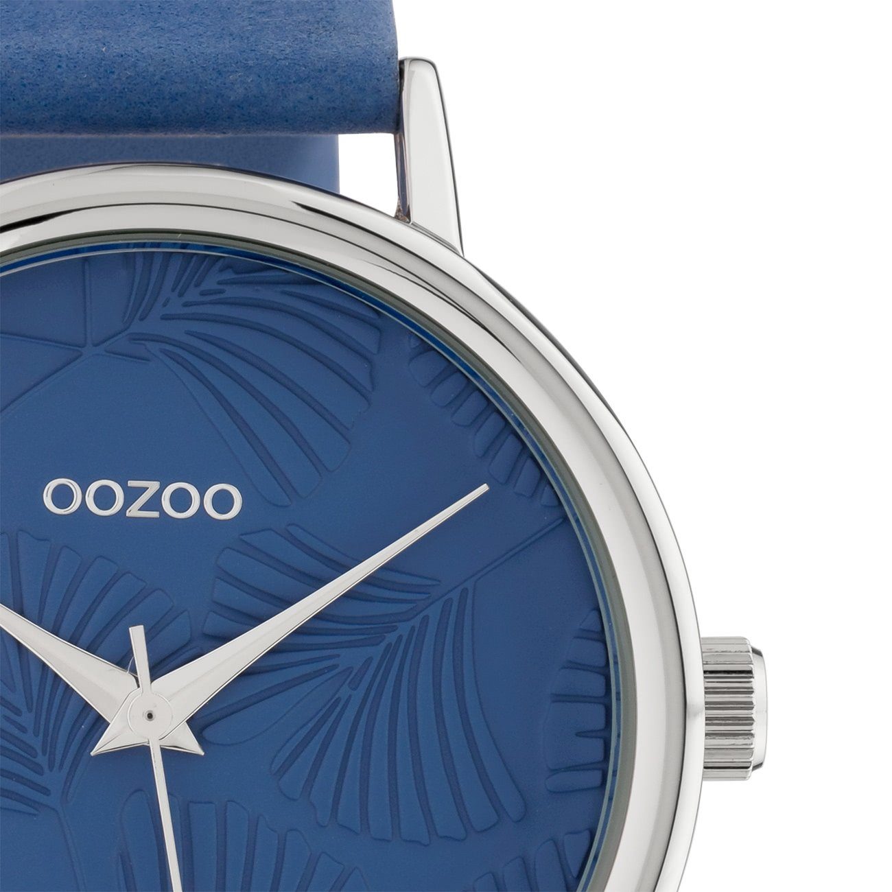 (ca. Quarzuhr blau, Armbanduhr Damen rund, Lederarmband OOZOO Timepieces, OOZOO Oozoo Fashion Damenuhr groß 42mm),