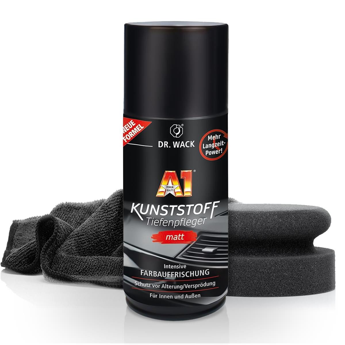 autopflege Dr. Wack A1 Kunststoff Tiefenpfleger Matt 250ml Pflege Kunststoffpflegemittel (2 St), Auto Kunststoffpflege Set + Mikrofasertuch