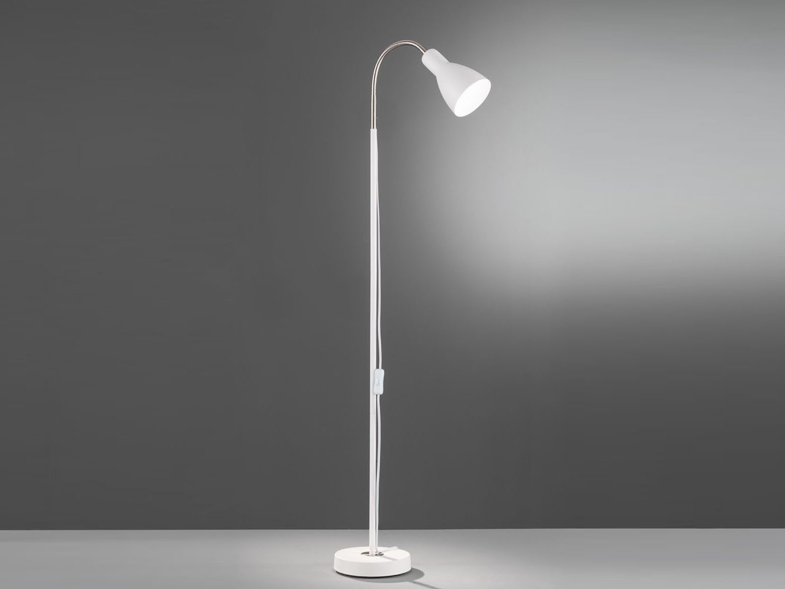 meineWunschleuchte LED Sandweiß kleine Lampenschirm 121cm Bodenleuchte Stehlampe, minimalistisch, Design Bogenlampe Innen, LED Warmweiß, wechselbar, Leselampe