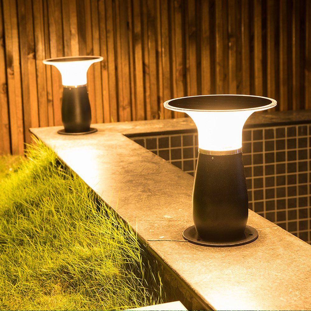 Arnusa LED Solarleuchte Solarlampe Wegeleuchte Sockelleuchte 29 cm Gartenlampe Außenleuchte, Duo Farbeinstellung, LED fest integriert, Kaltweiß, Warmweiß, Duo Color, kabellos, 4000 mAh hell