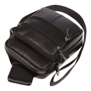 Christian Wippermann Umhängetasche Herren Damen echt Leder Umhängetasche Tasche, Schultertasche Arbeitstasche Schwarz