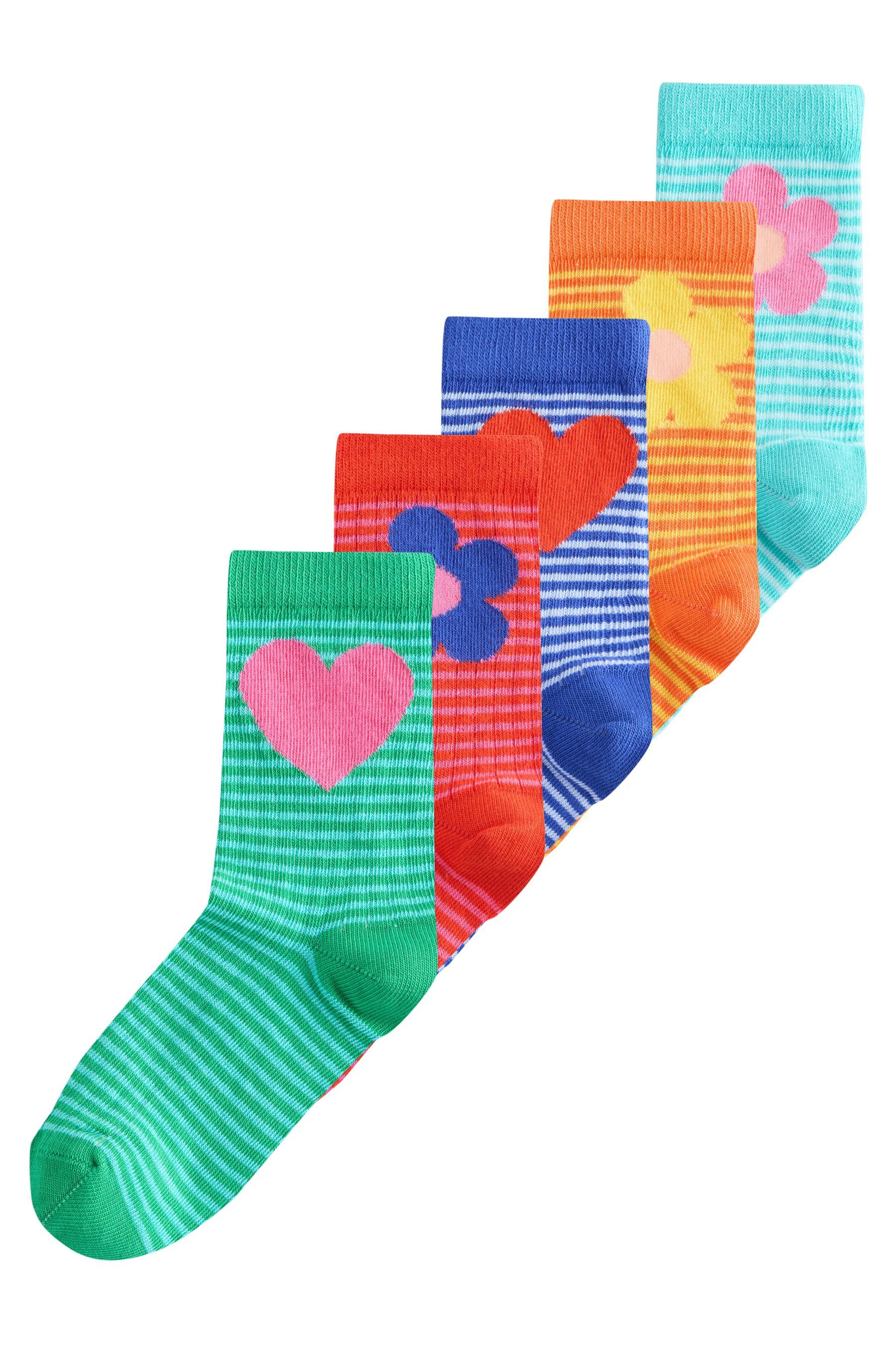 Next Kurzsocken Söckchen mit Blumen- und Herz-Print, 5er-Pack (5-Paar)
