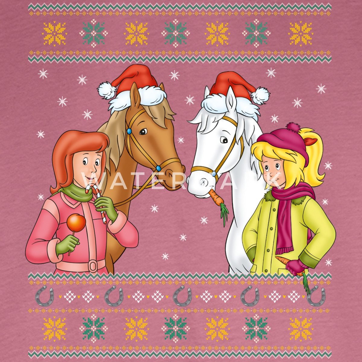 Spreadshirt T-Shirt Bibi und Tina Amadeus Sabrina Weihnachts-Design Kinder Premium Langarm (1-tlg)