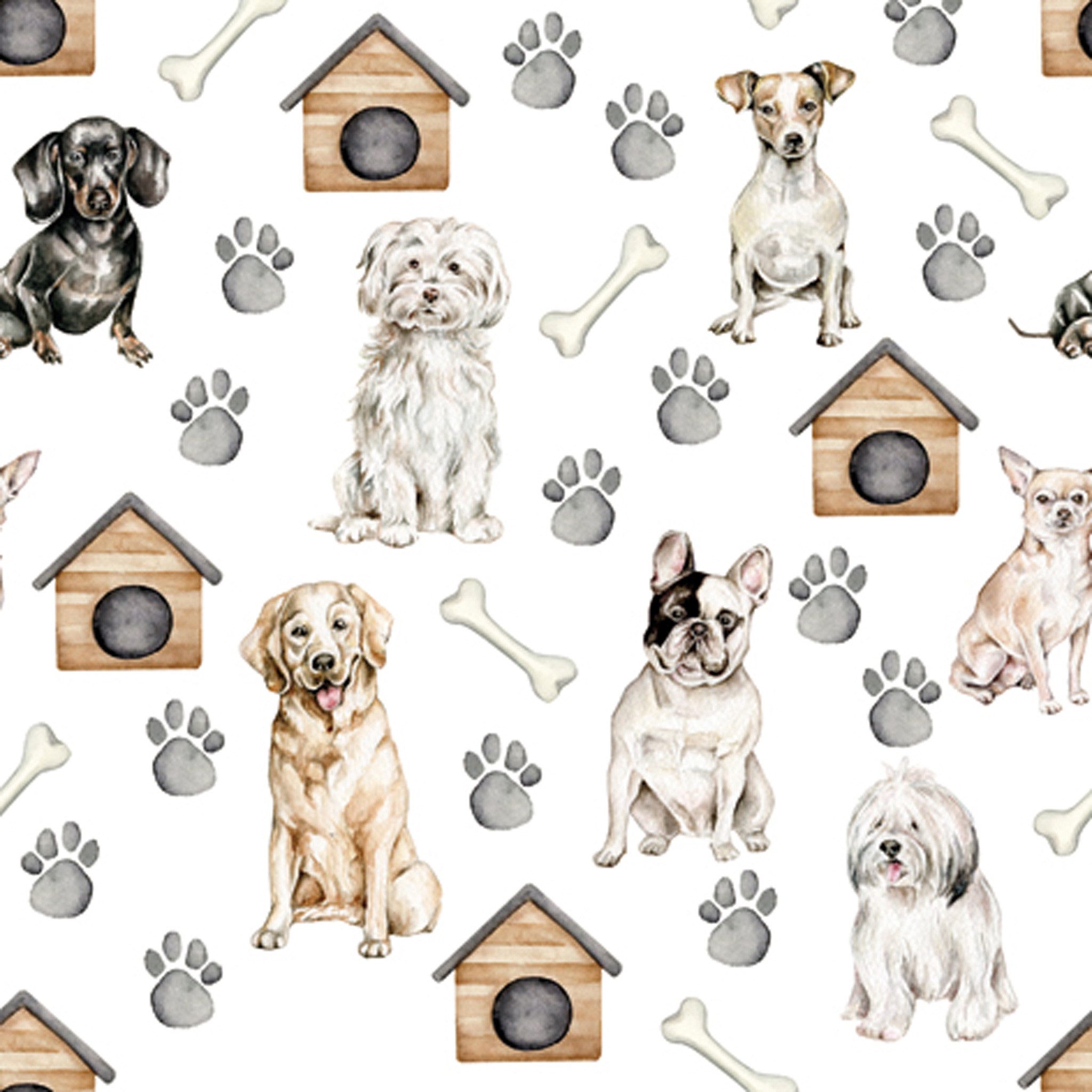 ti-flair Papierserviette, Servietten Papier 33x33cm 3-lagig mit Hunden Motiv 20 Stück Bunt