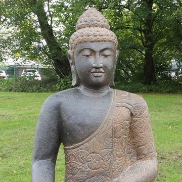 Oriental Galerie Dekofigur Buddha Figur sitzend Greenstone Antik hand on knee 80 cm (1 St), Wetterfest, groß, Garten