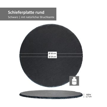 MamboCat Servierplatte 2x Schieferplatten rund Ø30cm Untersetzer Pizza-Teller Servierplatte, Schiefer