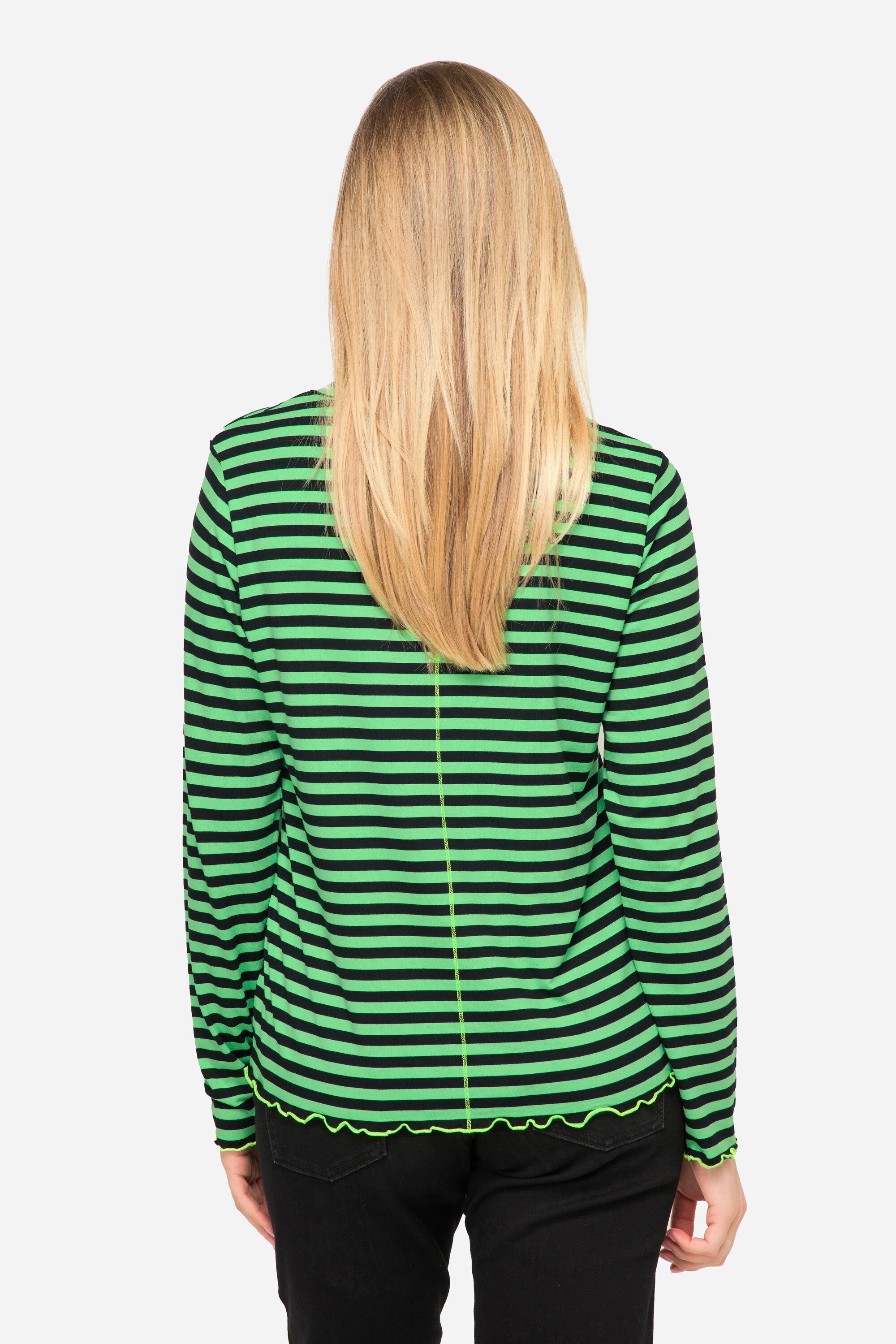 Laurasøn Longsleeve T-Shirt Ringel Stehkragen Langarm Neon-Ziernähte