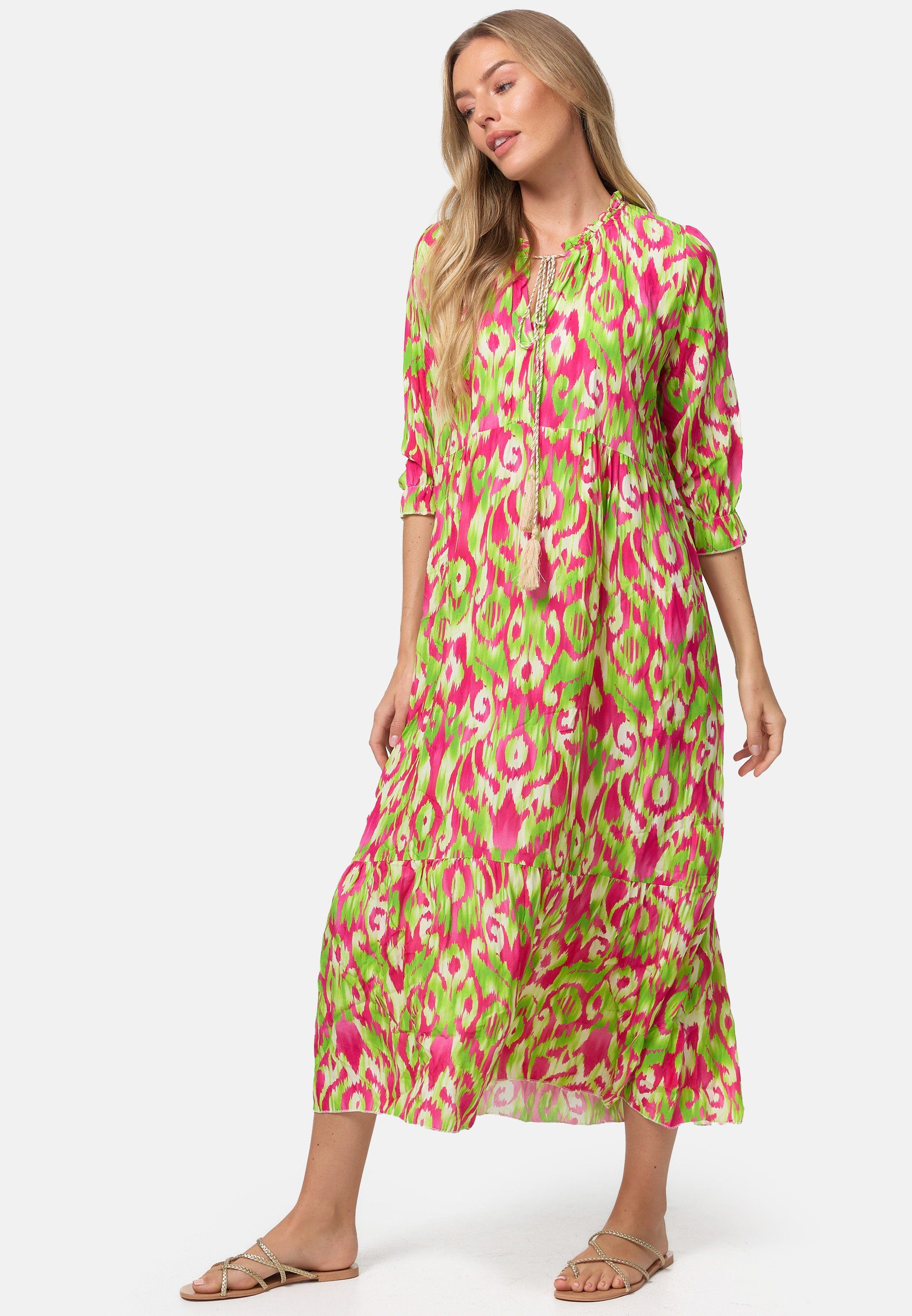 Rayshyne Maxikleid PM-37 (Sommerkleid Jersey Strandkleid mit Muster in Einheitsgröße)