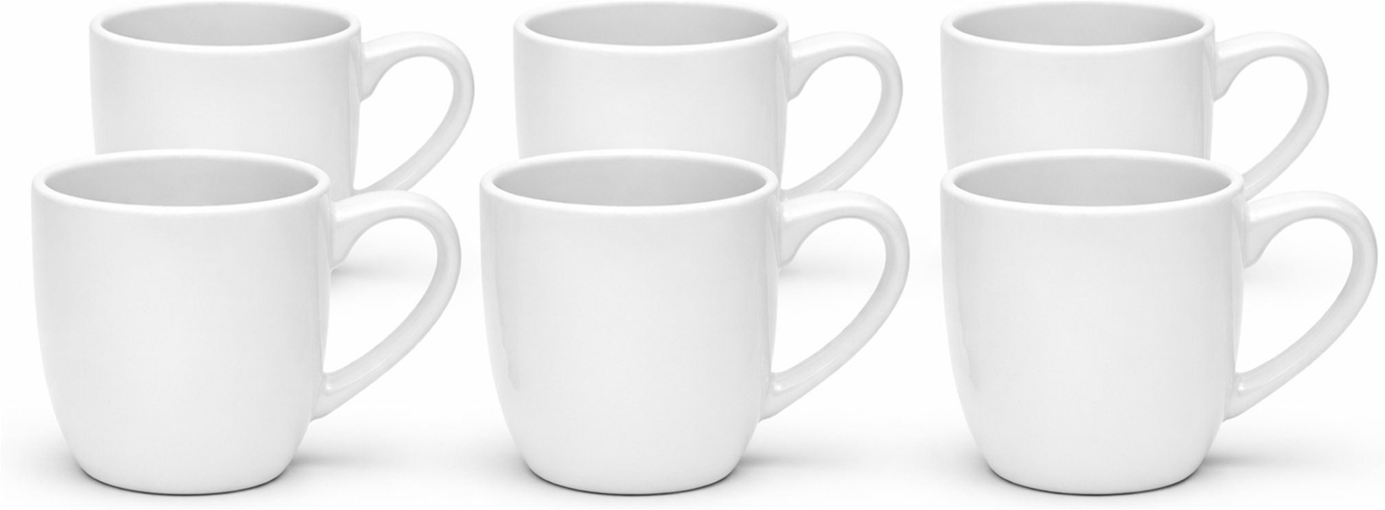 van Well Becher Kaffeebecher 350 ml Malmö, 6 Stück, 6-tlg., Steingut, spülmaschinen- und mikrowellengeeignet
