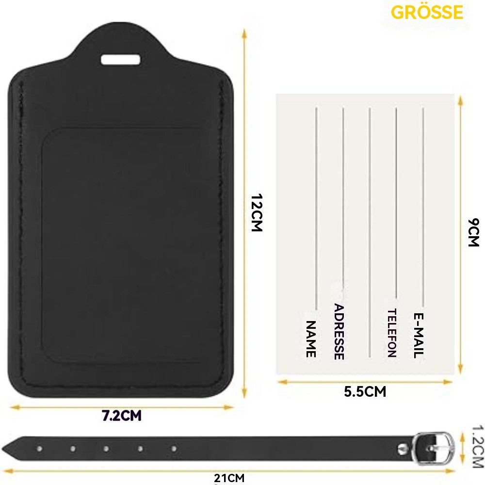 Blusmart Gepäckanhänger Gepäckanhänger 4er-Set (Schultaschenanhänger, Gepäckanhänger, Erinnerungsanhänger, 4-St., Schwarz 10,5 x 6 cm) Geeignet für verschiedene Szenarien