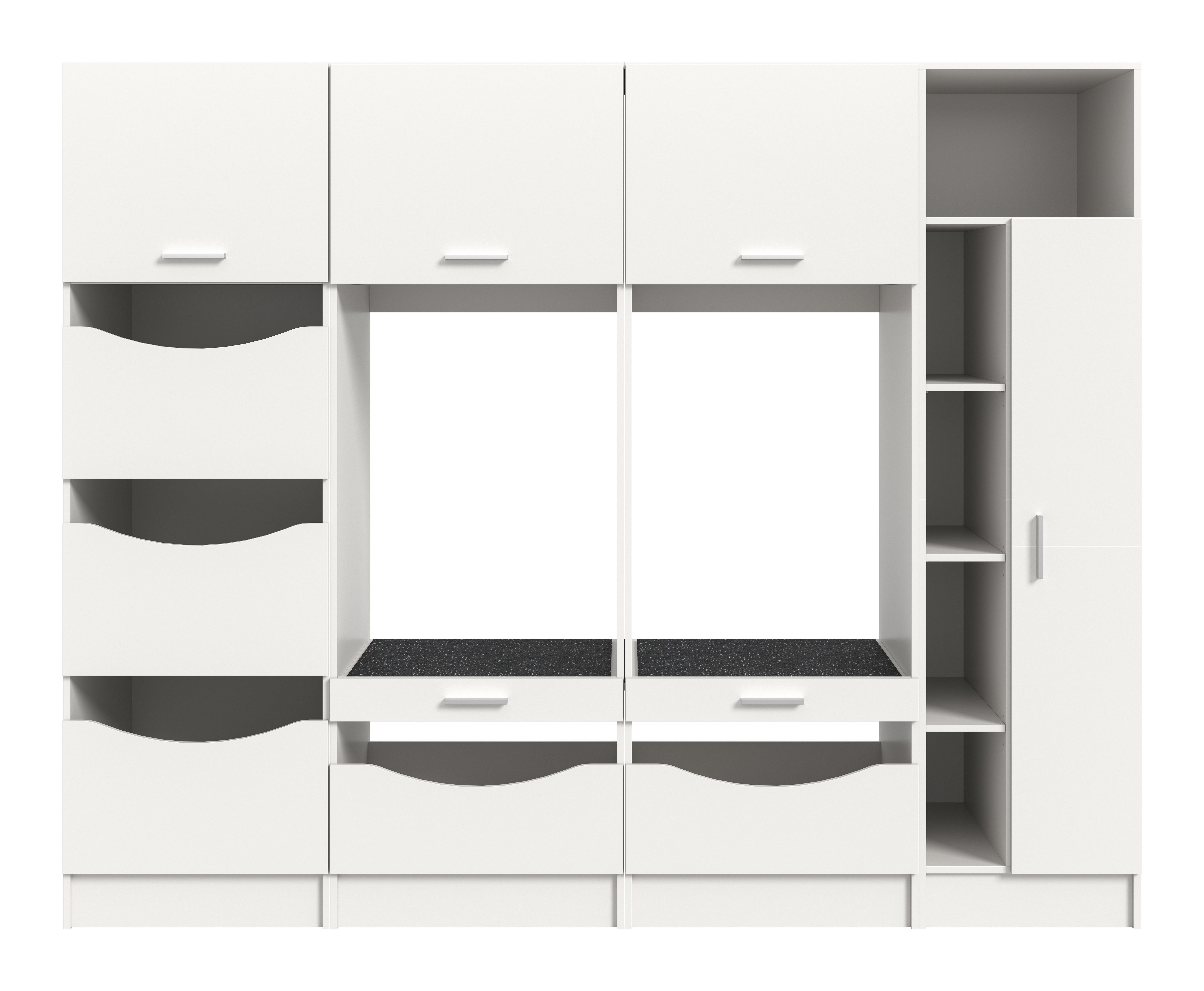 welltime Mehrzweckschrank-Set FALAS, 4-teilig, Hauswirtschaftsraum Set, Breite 242 cm, (Set, 4-St., 2x Waschmaschinenumbauschrank, 1x Wäscheschrank & 1x Mehrzweckschrank), Kombination, Waschmaschinenumbau, Waschmaschinenschrank, Wäschekammer