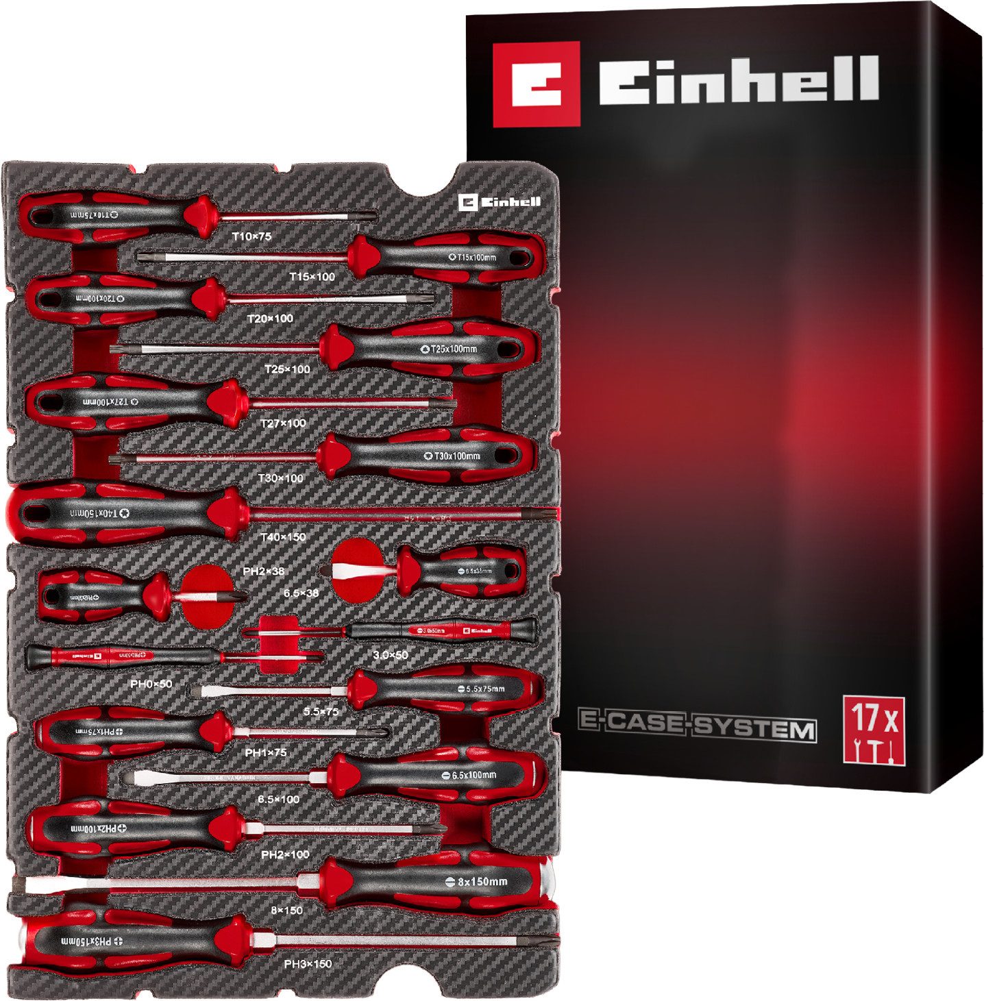 Einhell Werkzeugkoffer E-Case Pad (Set), 17-tlg. Schraubendreher, für E-Case S-F