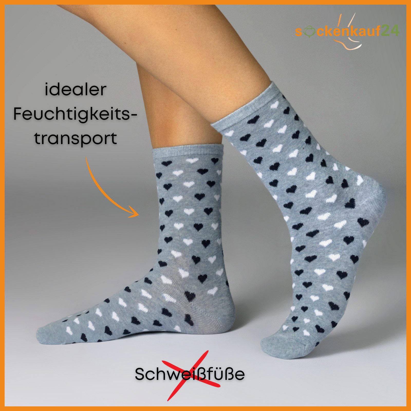 sockenkauf24 Basicsocken 10 Paar Damen Socken Mehrfarbig Streifen Punkte (34924+34911/1, 39-42) Herzen Maritim Baumwolle