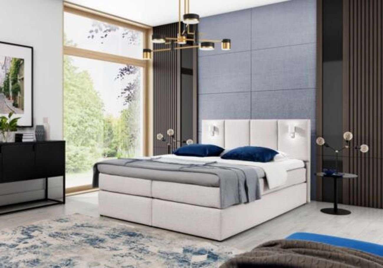 JVmoebel Boxspringbett Hotel Schlafzimmer Polster Design Bett, Weiß Bett Modern Doppel
