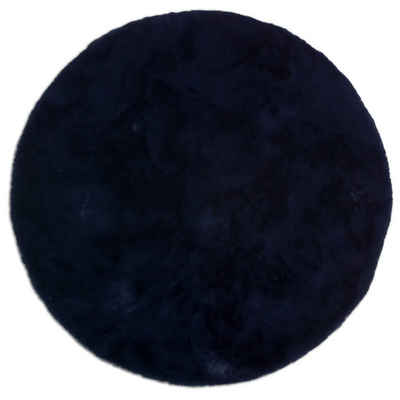 Fellteppich TENDER Moderner Kunstfellteppich, SCHÖNER WOHNEN-Kollektion, Rund, Höhe: 26 mm, 120 cm Ø in Nachtblau