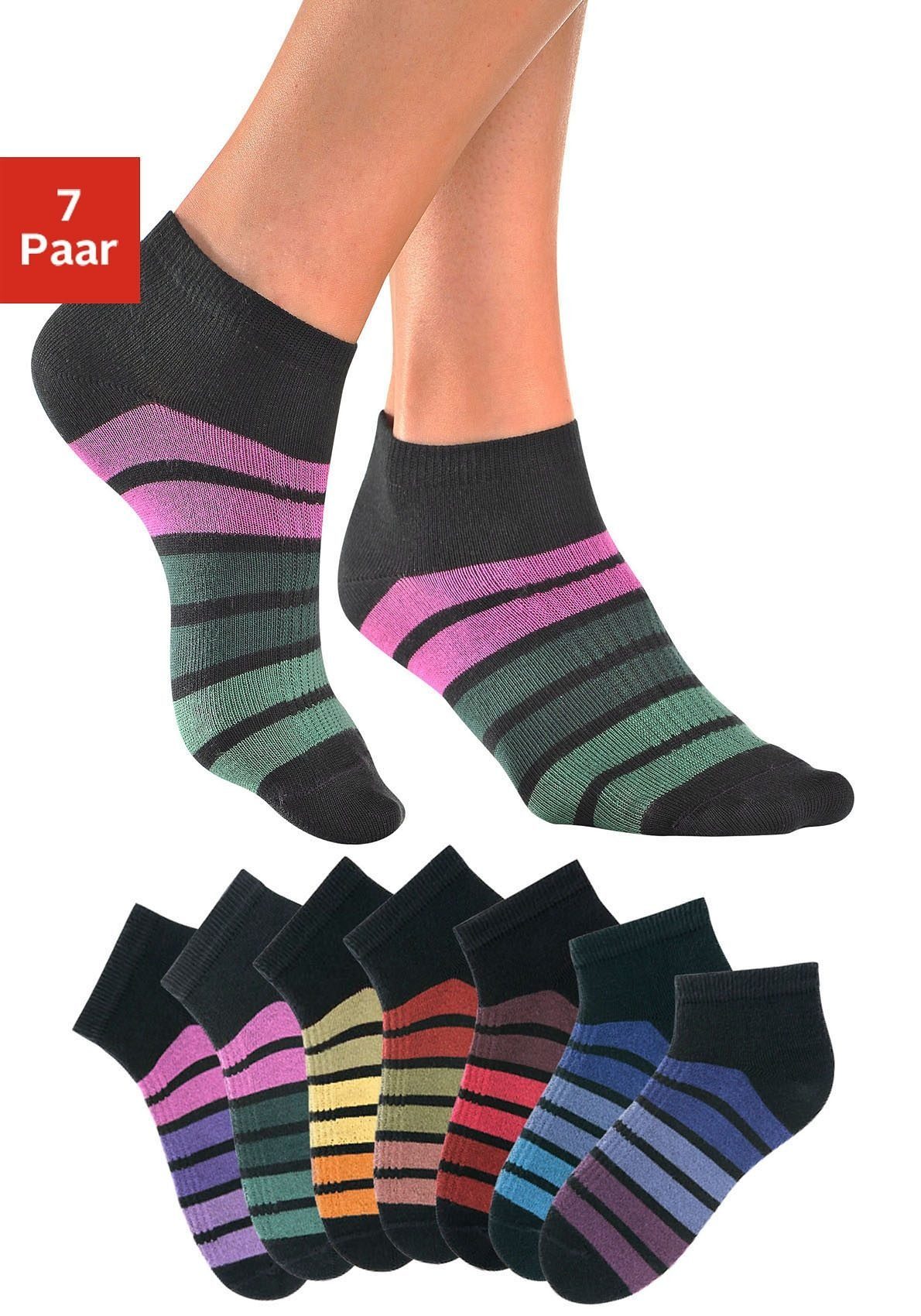 H.I.S Sneakersocken (Packung, 7-Paar) mit bunten Ringeln