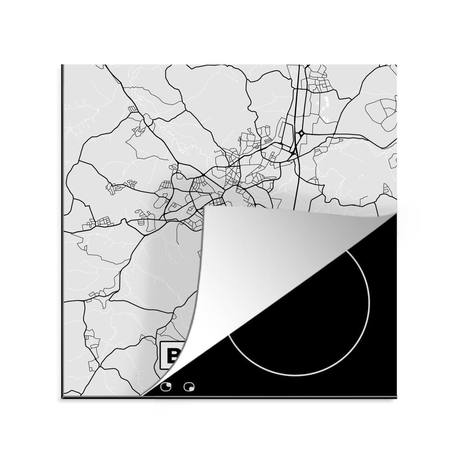 MuchoWow Herdblende-/Abdeckplatte Karte - Bayreuth- Deutschland - Stadtplan - Karte, Vinyl, (1 tlg), 78x78 cm, Ceranfeldabdeckung, Arbeitsplatte für küche