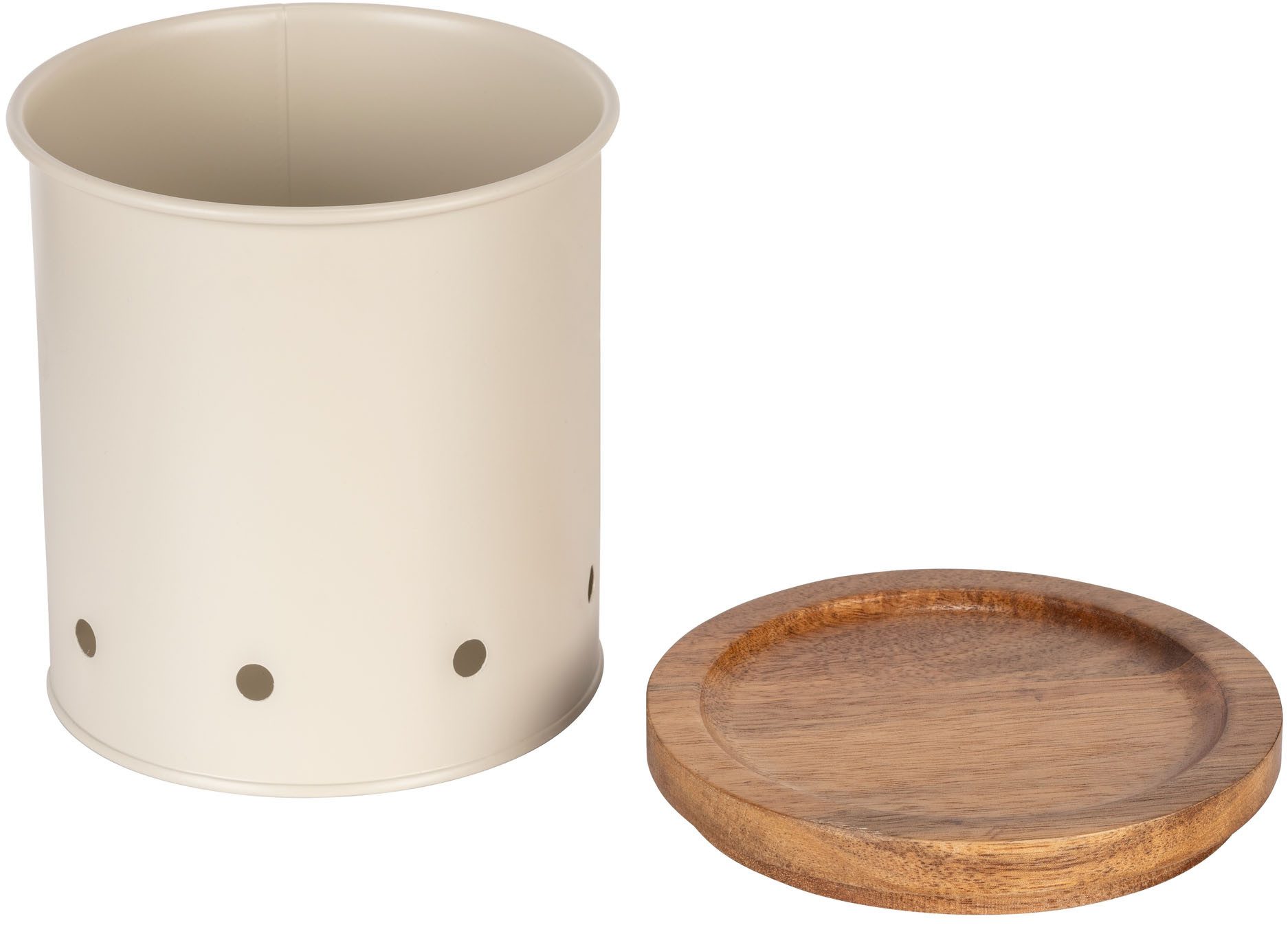WENKO Vorratsdose Modell Aria, Massivholz, Metall, (Set, 2-tlg), Aufbewahrungsdosen für Lebensmittel mit Deckel & Luftlöchern, 1,6 L