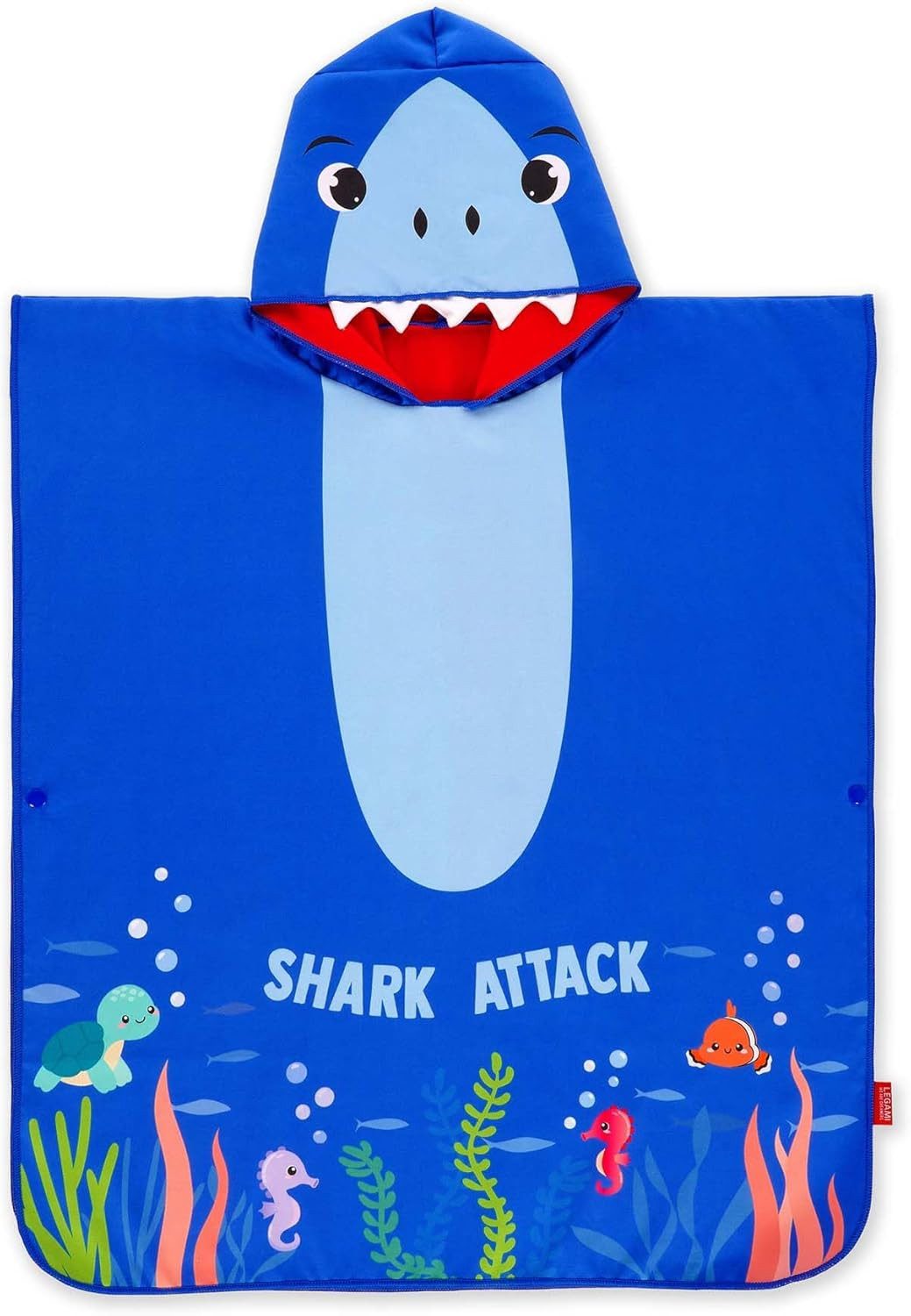 Legami Federmäppchen Legami Kids Poncho Handtuch Shark, 60x70 cm, Mikrofaser