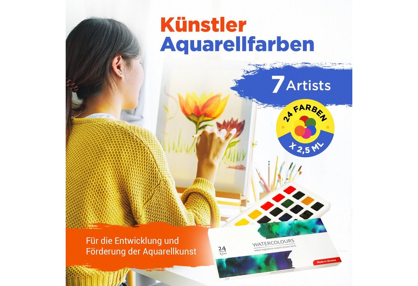 Thumbnail - 7 Artists Aquarellfarbe Aquarellfarben Set, Näpfchen Lebendige Farben, Künstler-Aquarell