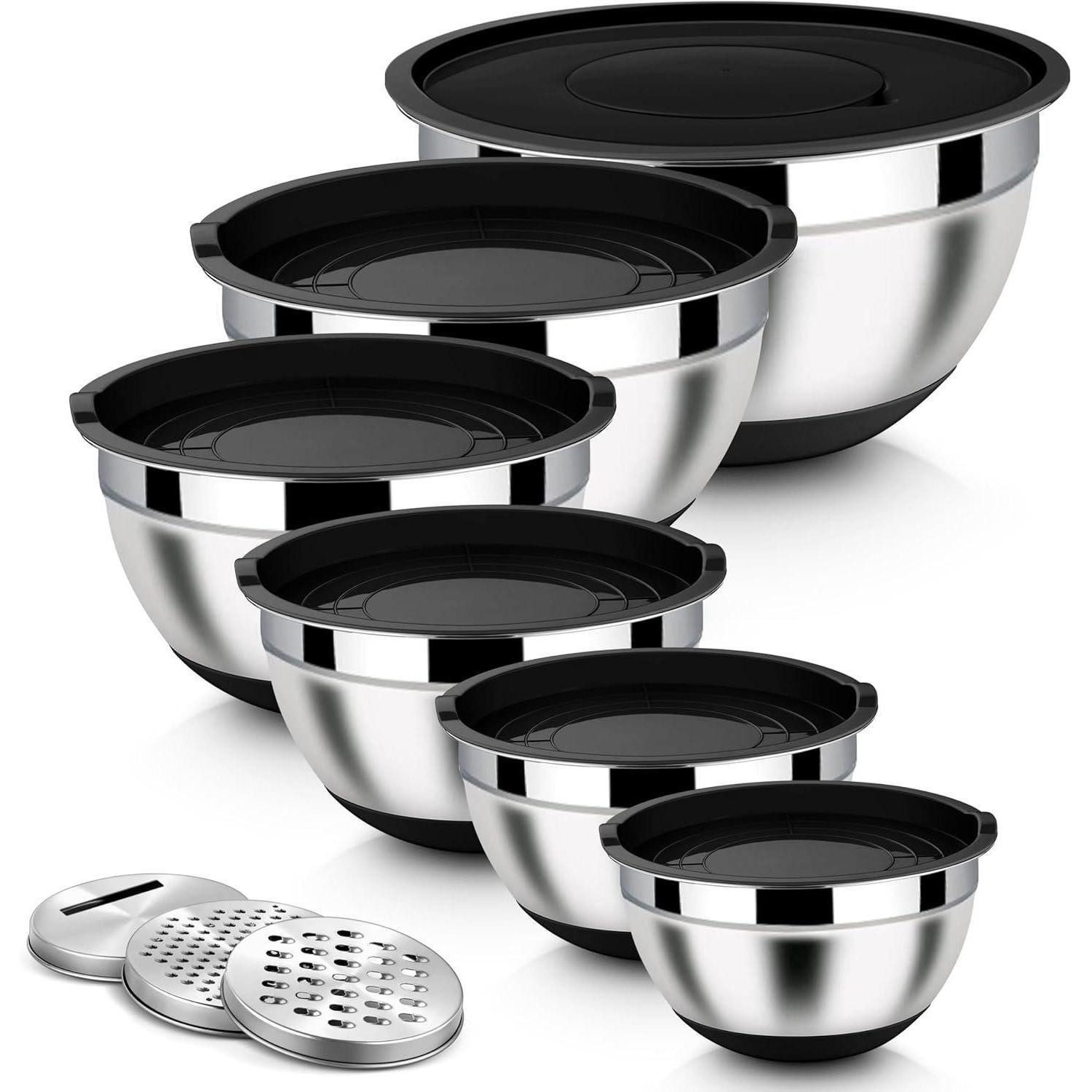 LuxusKollektion Küchenorganizer-Set Rührschüssel Set Edelstahl Schwarz 6-tl günstig online kaufen