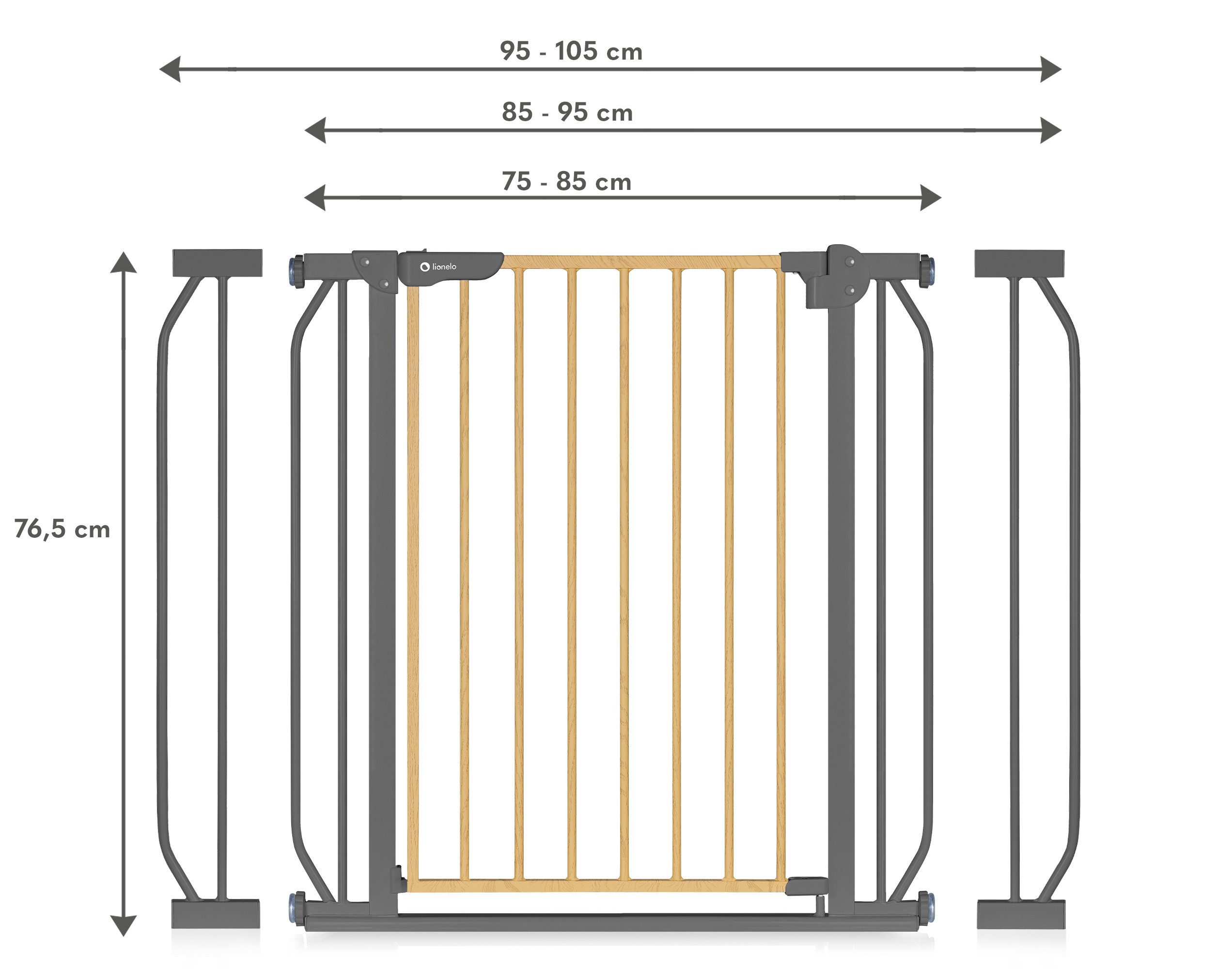 lionelo Türschutzgitter Truus Slim und Led (TOP),  ohne Bohren Metall 90° Stop beidseitig schwenkbar 75-105cm