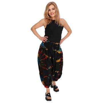 KUNST UND MAGIE Haremshose Damen Batikhose Tie Dye Baumwoll Haremshose Wellnesshose Pluderhose