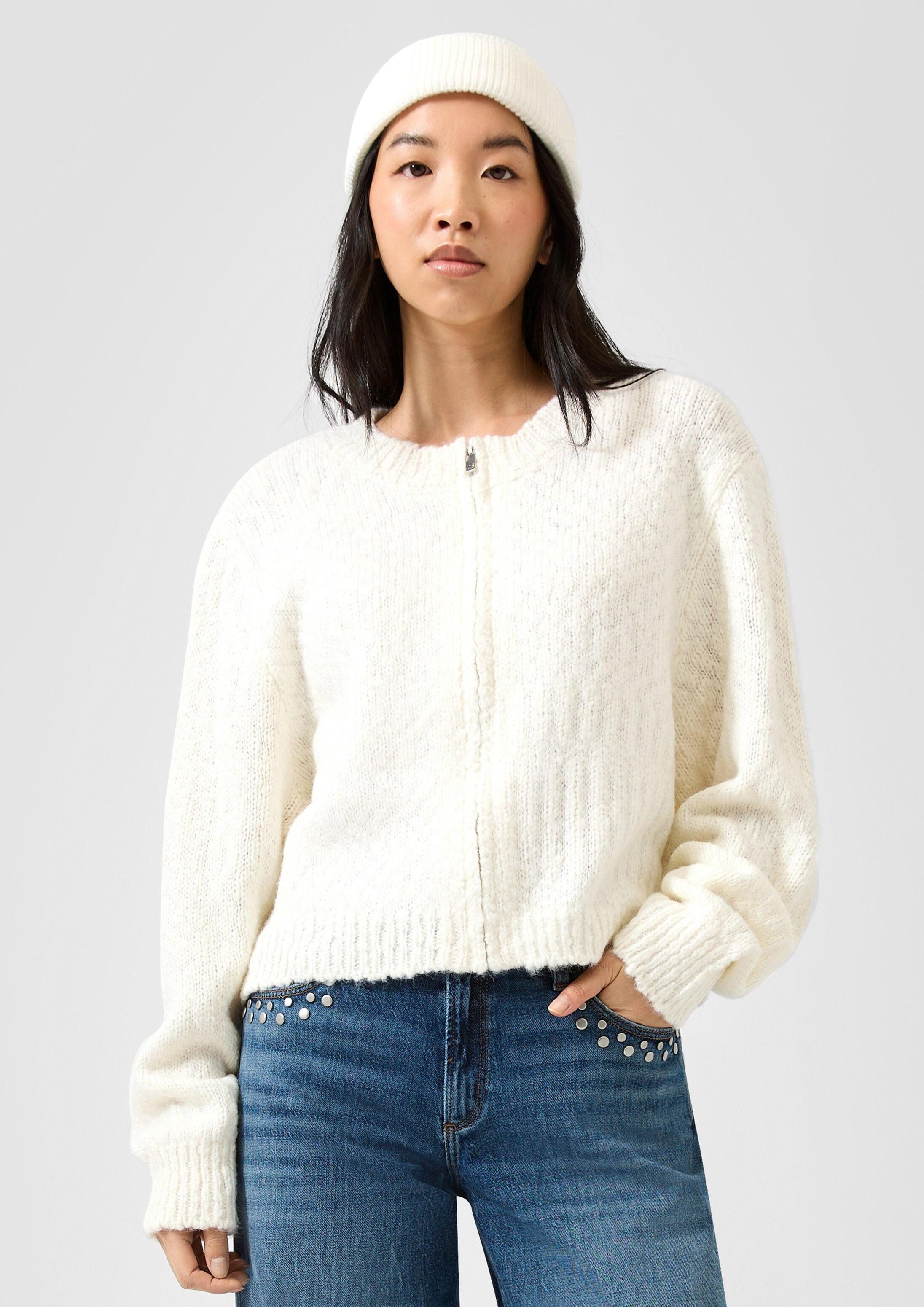 QS Cardigan Strickjacke Weiche Strickjacke mit Reißverschluss