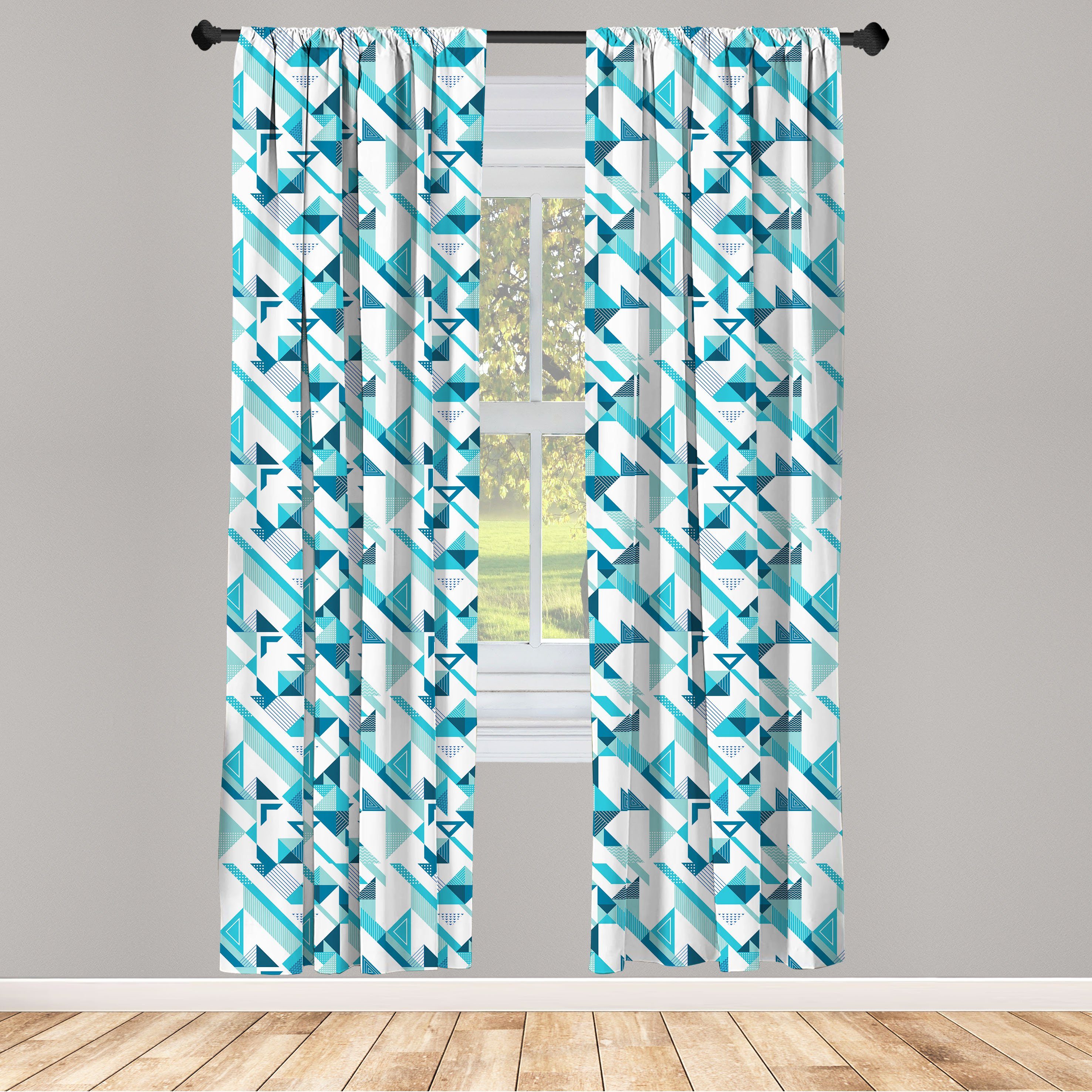 Gardine Vorhang für Wohnzimmer Schlafzimmer Dekor, Abakuhaus, Microfaser, Modern Skurril Geometrische Formen