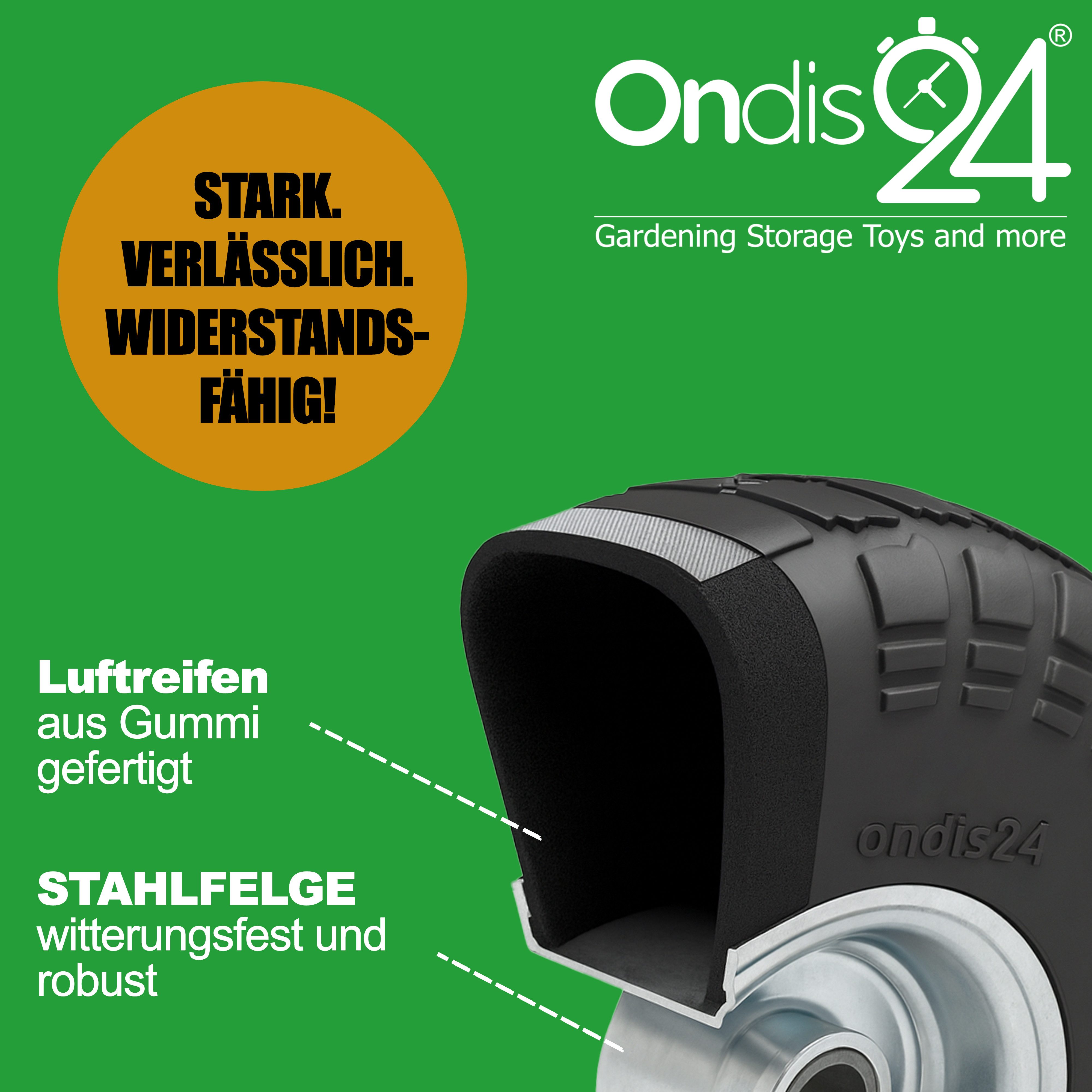 ONDIS24 Sackkarre Transportkarre Transportwagen Stahl schwarz klappbar, bis 100 kg belastbar, luftbereift