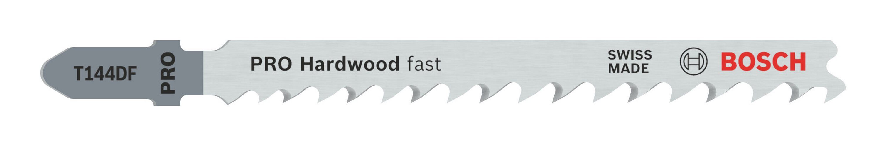 BOSCH Stichsägeblatt Pro Hardwood (5 Stück), Hardwood fast T144DF, 100 mm - 5er Pack