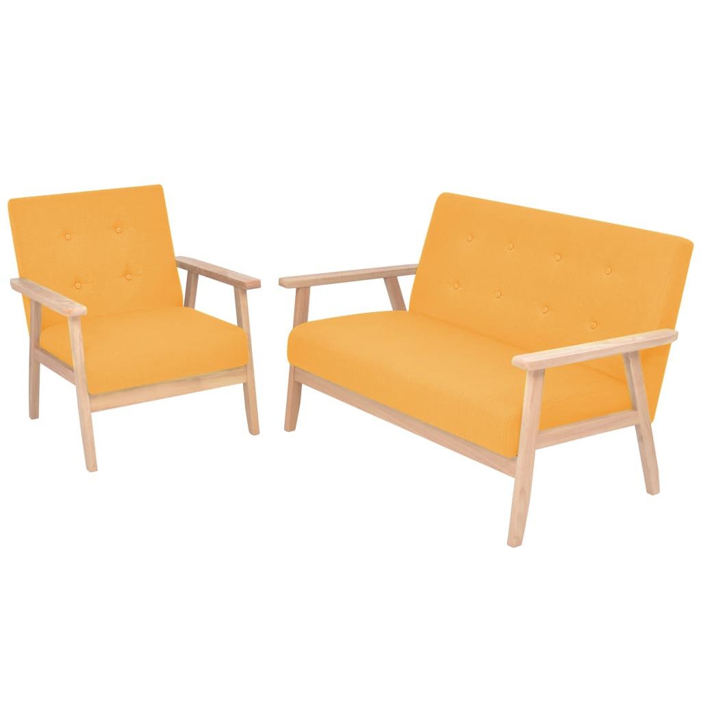 Sofa-set 2-tlg. Stoff Gelb günstig online kaufen