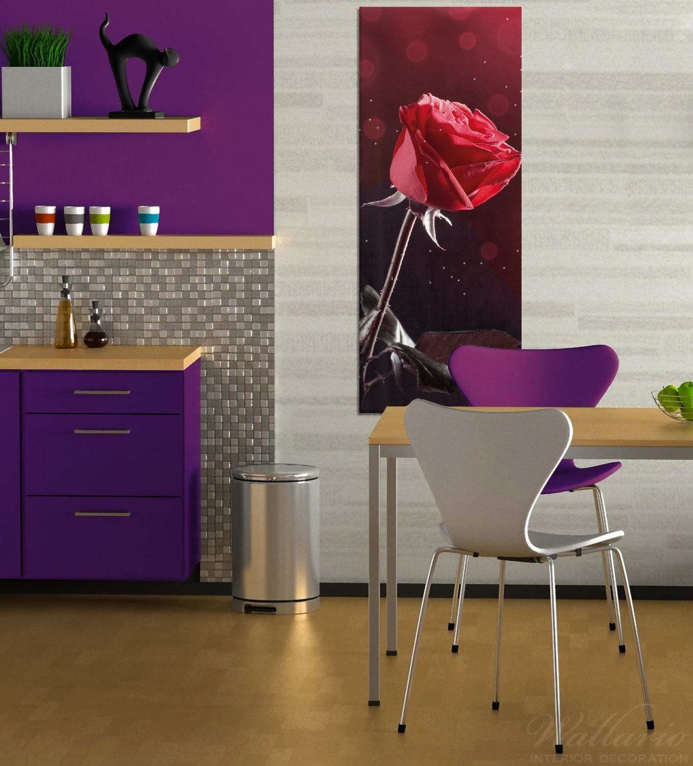 Wallario Leinwandbild, Rote Rose Single, in günstig online kaufen