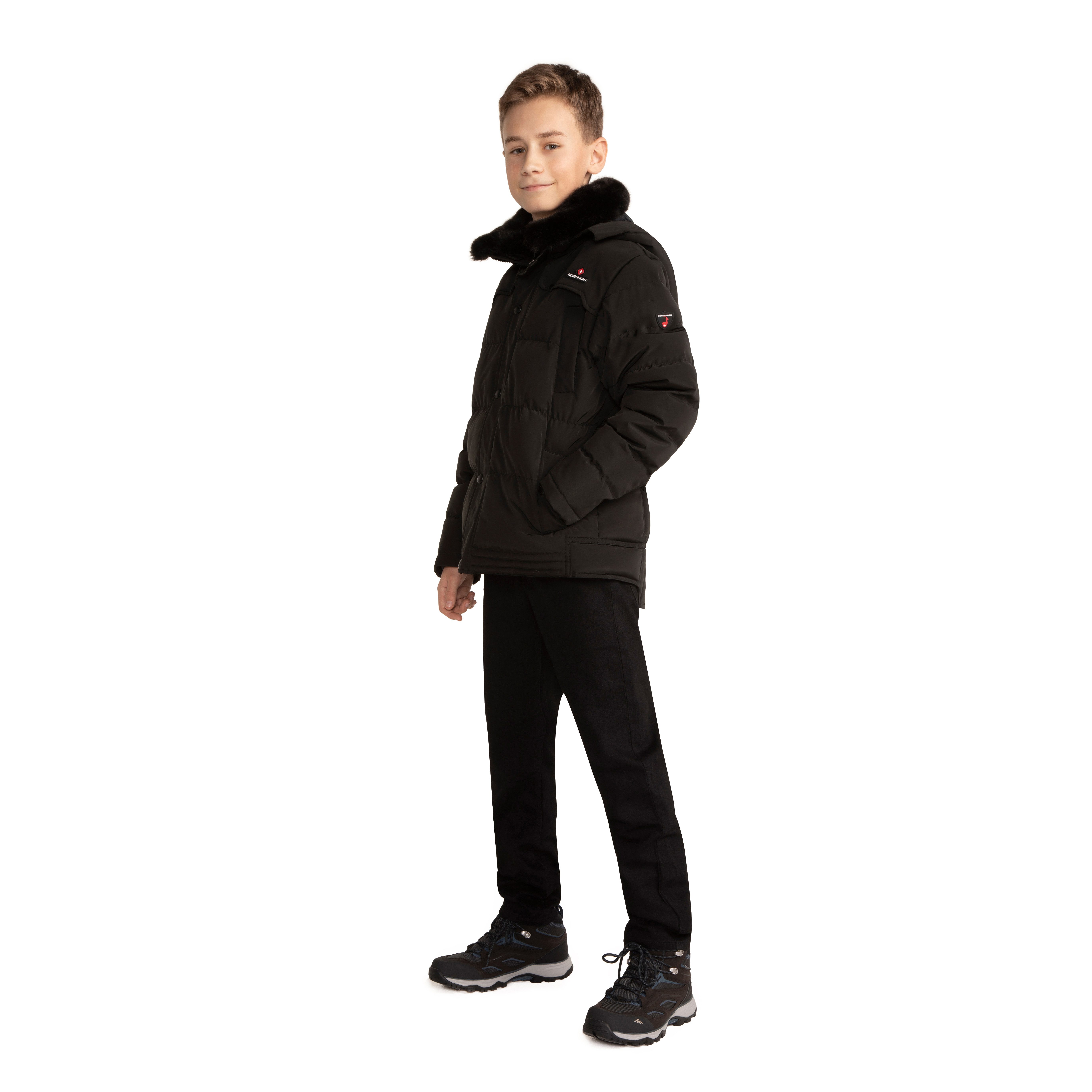 Höhenhorn Winterjacke Bergoo Kinder Winter Jacke Jungen Quilted Steppjacke Gefüttert abnehmbarer Kunstfellkragen, weiche Microfleece Innenseite – Bild 3 von 5