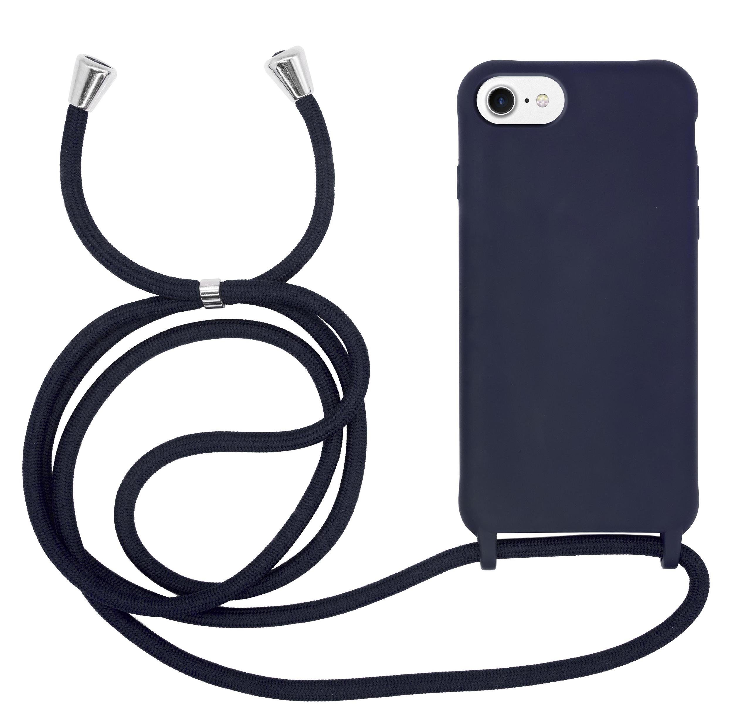 MyGadget Handyhülle Handykette, für Apple iPhone 6 / 6s / 7 / 8 / SE 2020 / SE  2022 TPU Hülle mit Band - Handyhülle mit Handyband zum Umhängen Kordel  Schnur Case Schutzhülle - Dunkel Blau