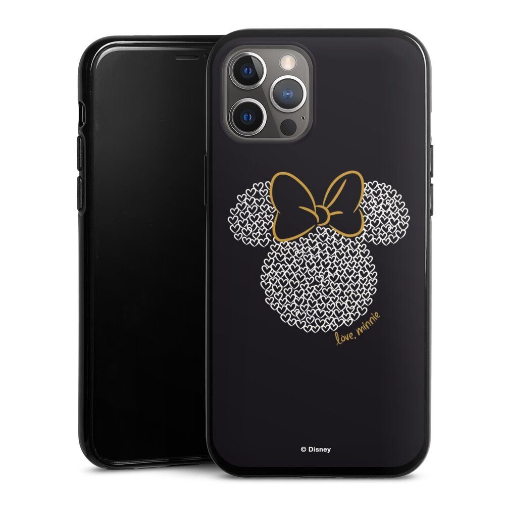 DeinDesign Handyhülle Minnie Mouse Disney Muster Minnie Black and White, Apple iPhone 12 Pro Max Silikon Hülle Bumper Case Handy Schutzhülle