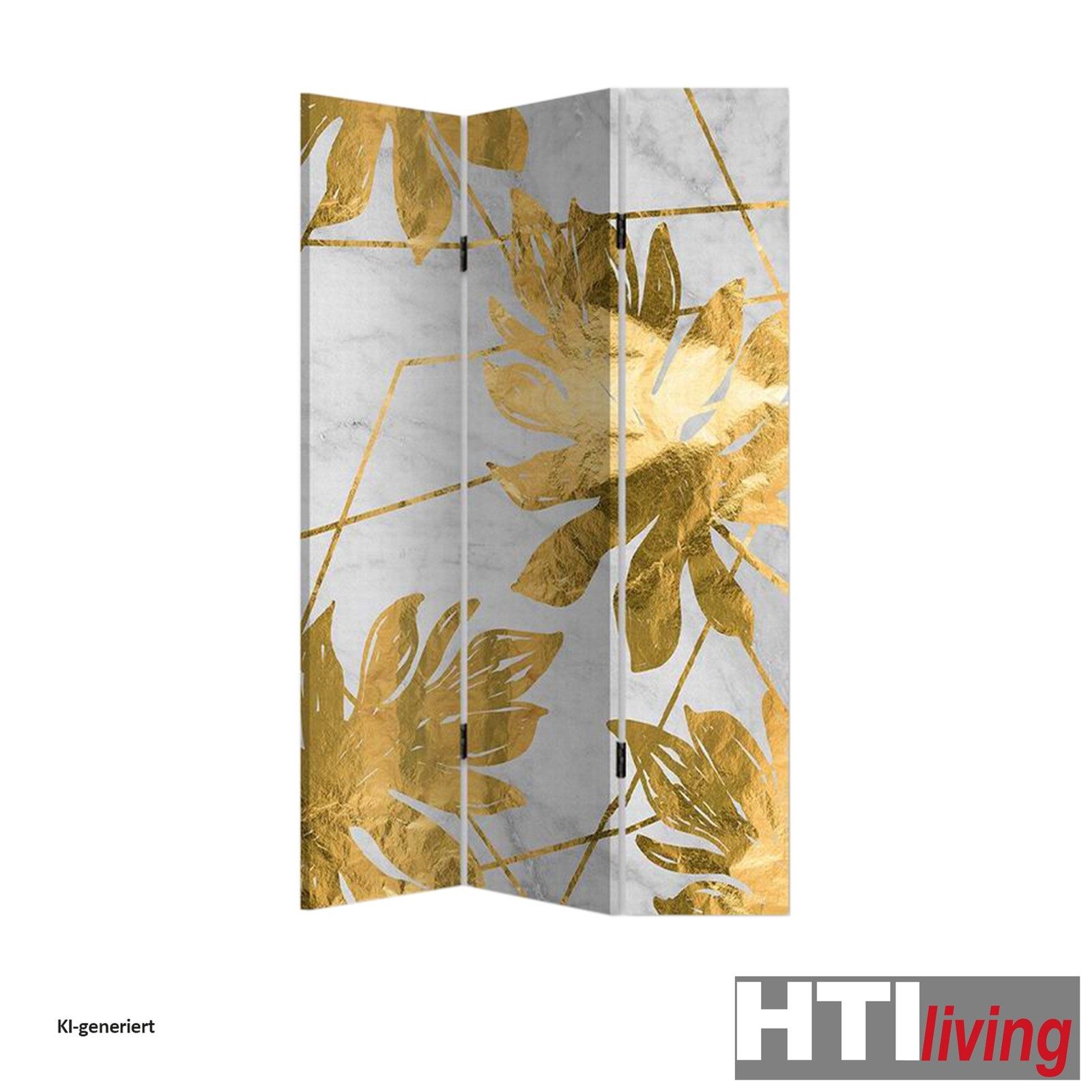 HTI-Living Paravent Paravent Gold Silber Leaves (Stück, 1 St., 1 Paravent), Raumteiler Sichtschutz Trennwand