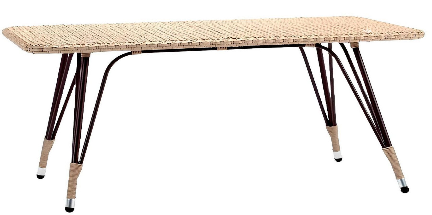 JVmoebel Gartentisch Beiger Rattan Gartentisch mit luxuriösem Design und eleganter Form (Tisch), Made in Europa