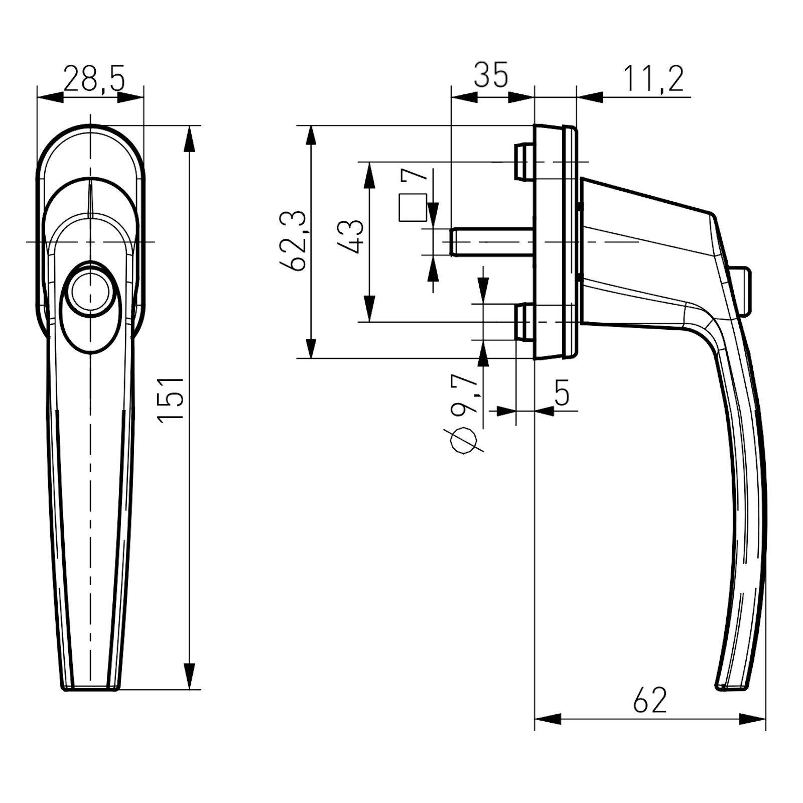 Thumbnail - SO-TECH® Fenstergriff mit 45° Raster weiß Aluminium Terrassentürgriff Rasterolive, (1-tlg), 1 Stück mit Druckknopf inkl....