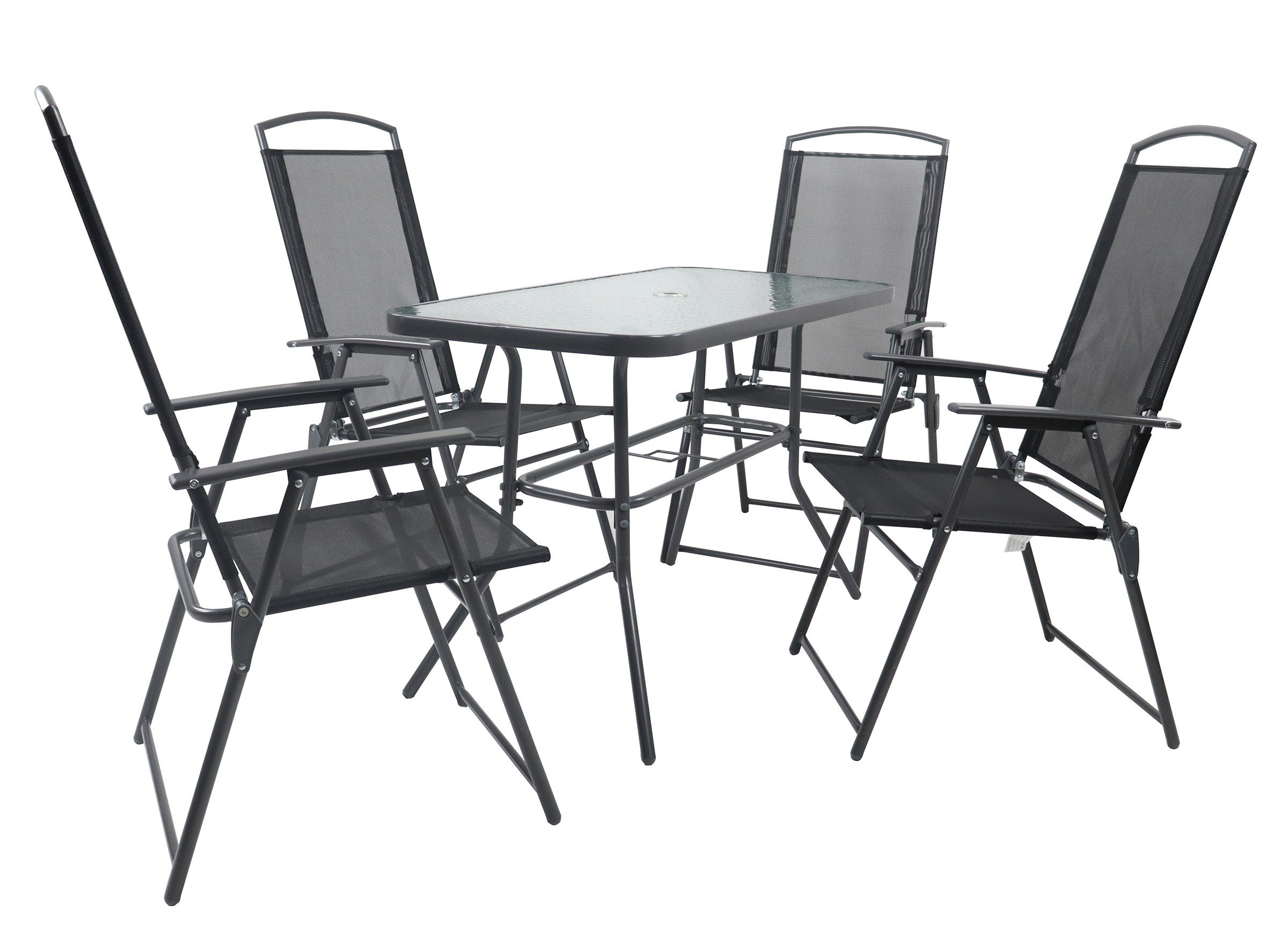 VCM Garten-Essgruppe 5-tlg Sitzgruppe Gartenmöbel Tisch Stühle Set 110